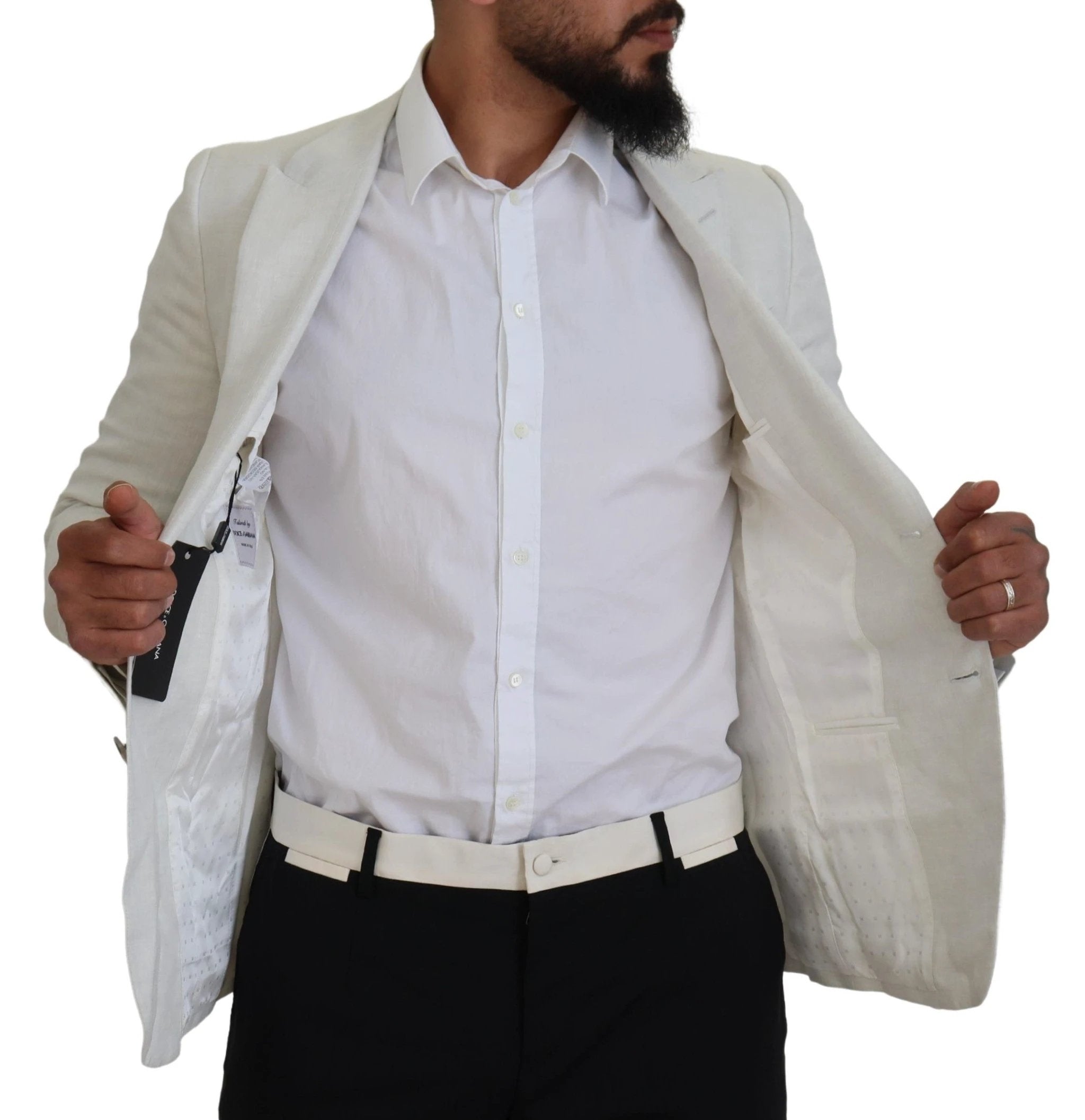Dolce & Gabbana White Linen Slim Fit Jacket Blazer by Dolce & Gabbana