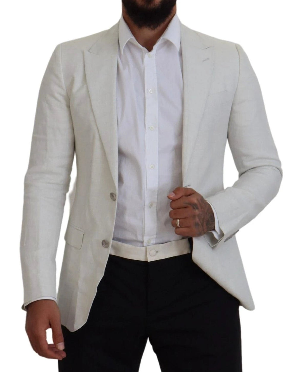 Dolce & Gabbana White Linen Slim Fit Jacket Blazer by Dolce & Gabbana