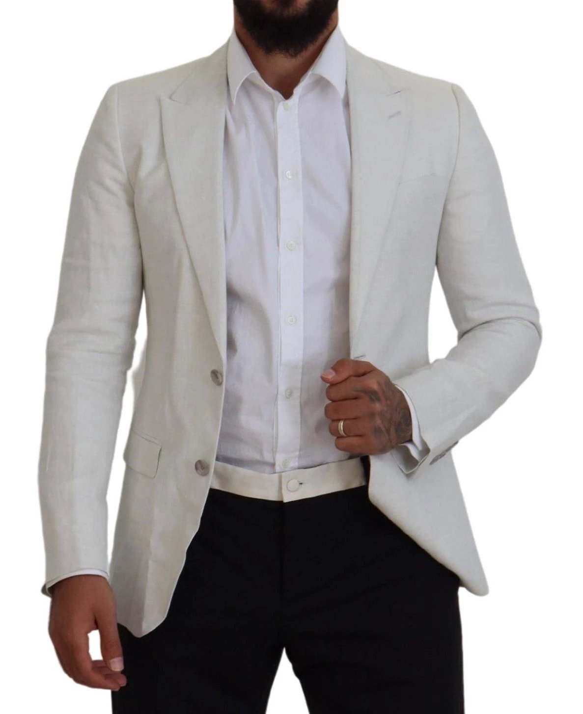 Dolce & Gabbana White Linen Slim Fit Jacket Blazer by Dolce & Gabbana