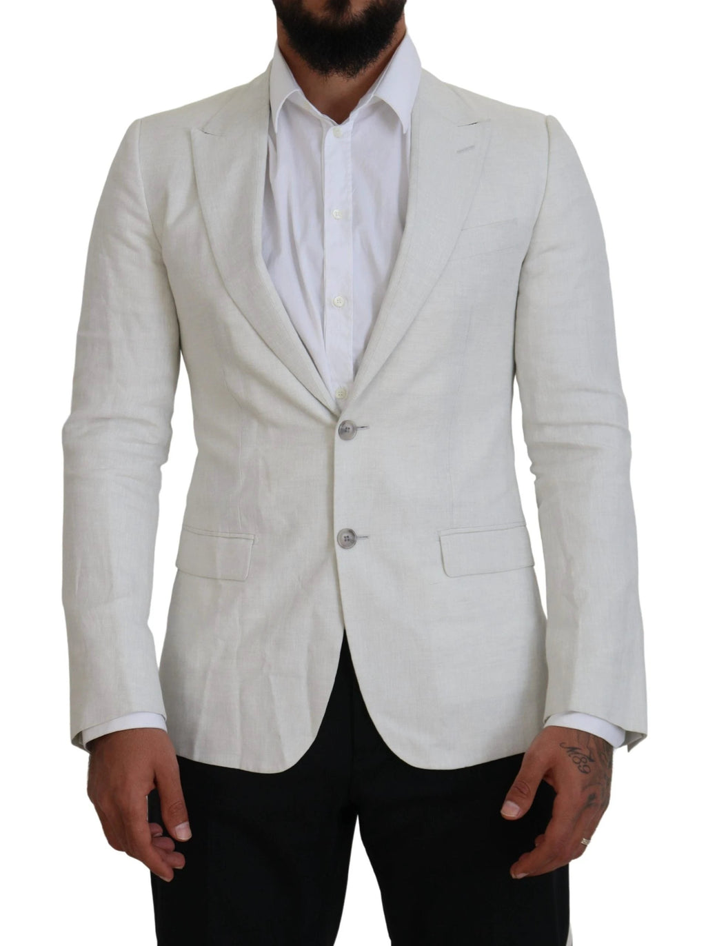 Dolce & Gabbana White Linen Slim Fit Jacket Blazer by Dolce & Gabbana
