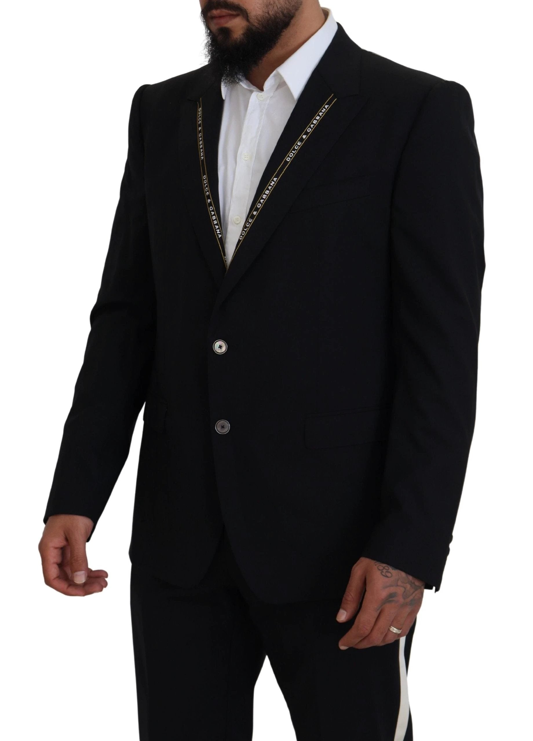 Dolce & Gabbana Black Wool Stretch Slim Fit Jacket Blazer by Dolce & Gabbana