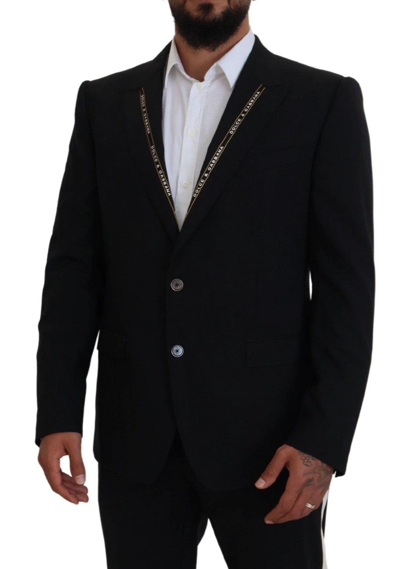 Dolce & Gabbana Black Wool Stretch Slim Fit Jacket Blazer by Dolce & Gabbana