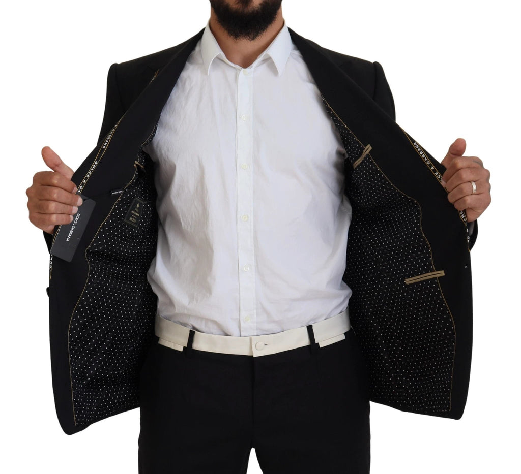 Dolce & Gabbana Black Wool Stretch Slim Fit Jacket Blazer by Dolce & Gabbana