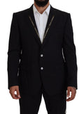 Dolce & Gabbana Black Wool Stretch Slim Fit Jacket Blazer by Dolce & Gabbana