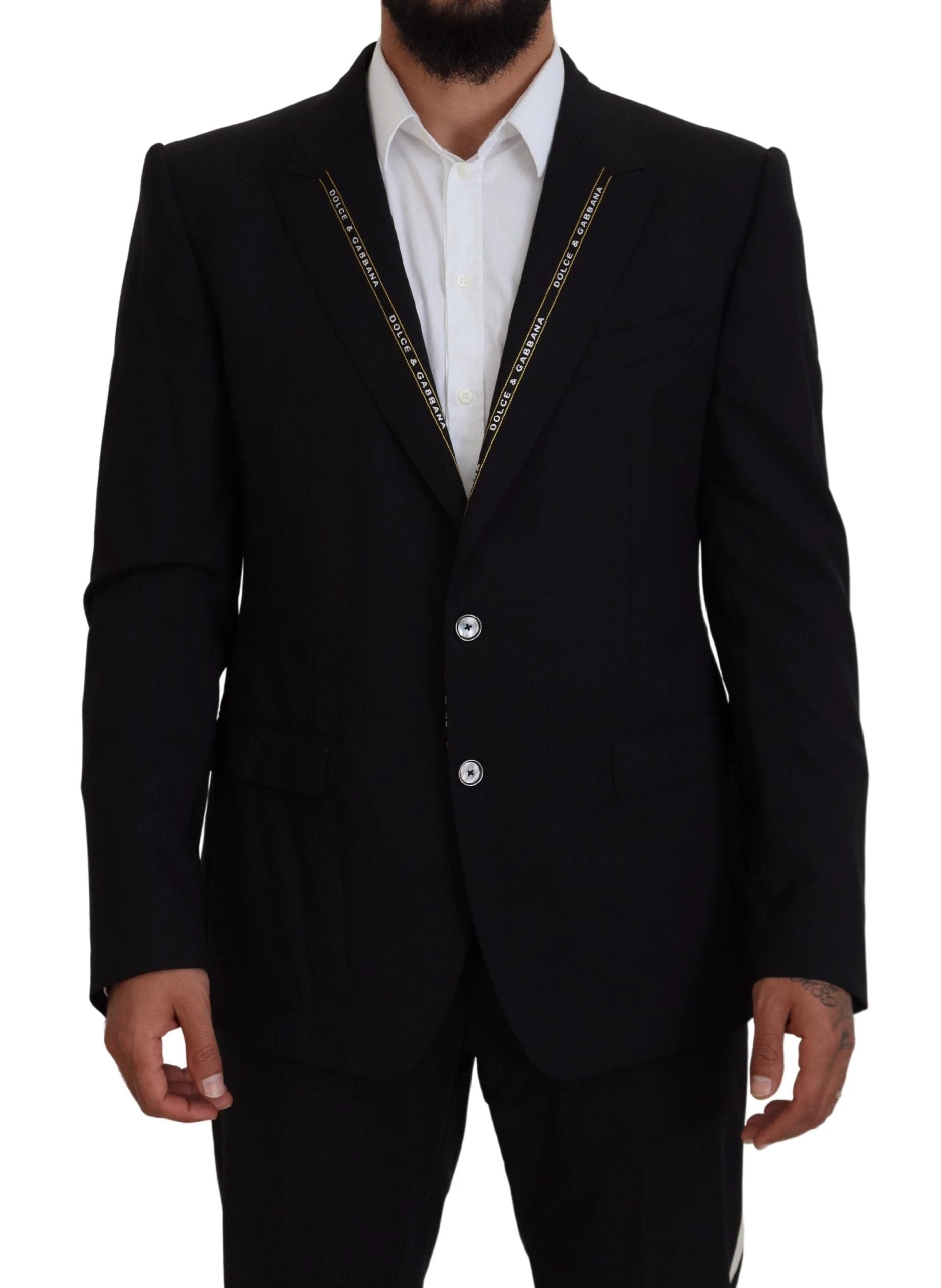 Dolce & Gabbana Black Wool Stretch Slim Fit Jacket Blazer by Dolce & Gabbana