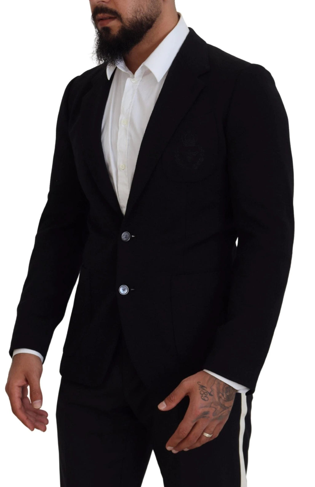 Dolce & Gabbana Black Wool Crown Slim Fit Jacket Blazer by Dolce & Gabbana