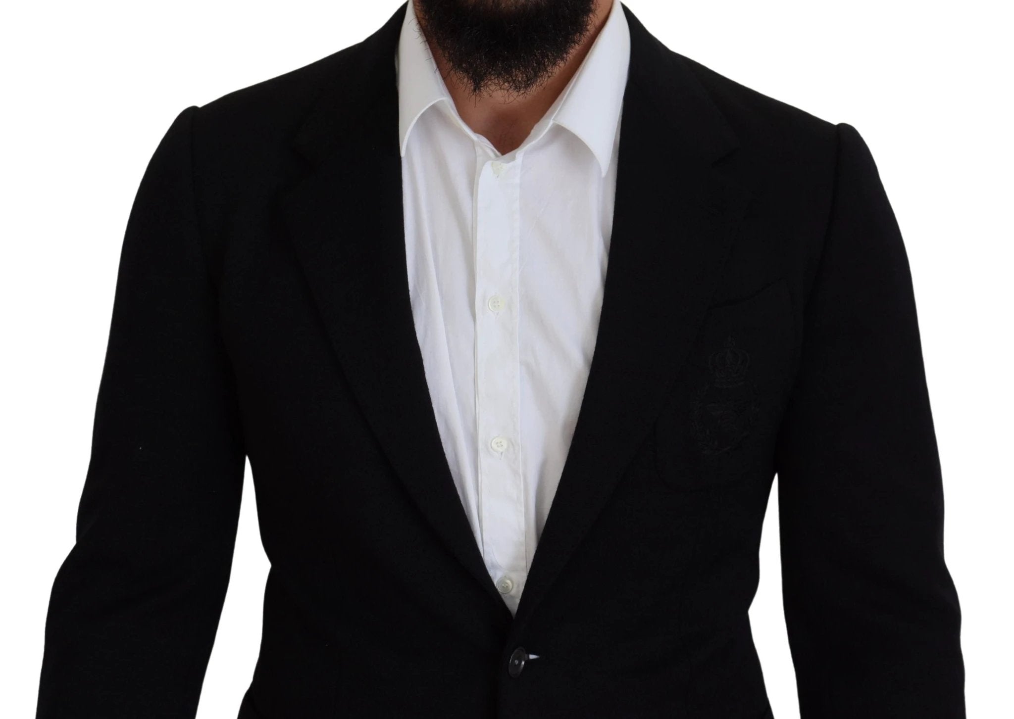 Dolce & Gabbana Black Wool Crown Slim Fit Jacket Blazer by Dolce & Gabbana