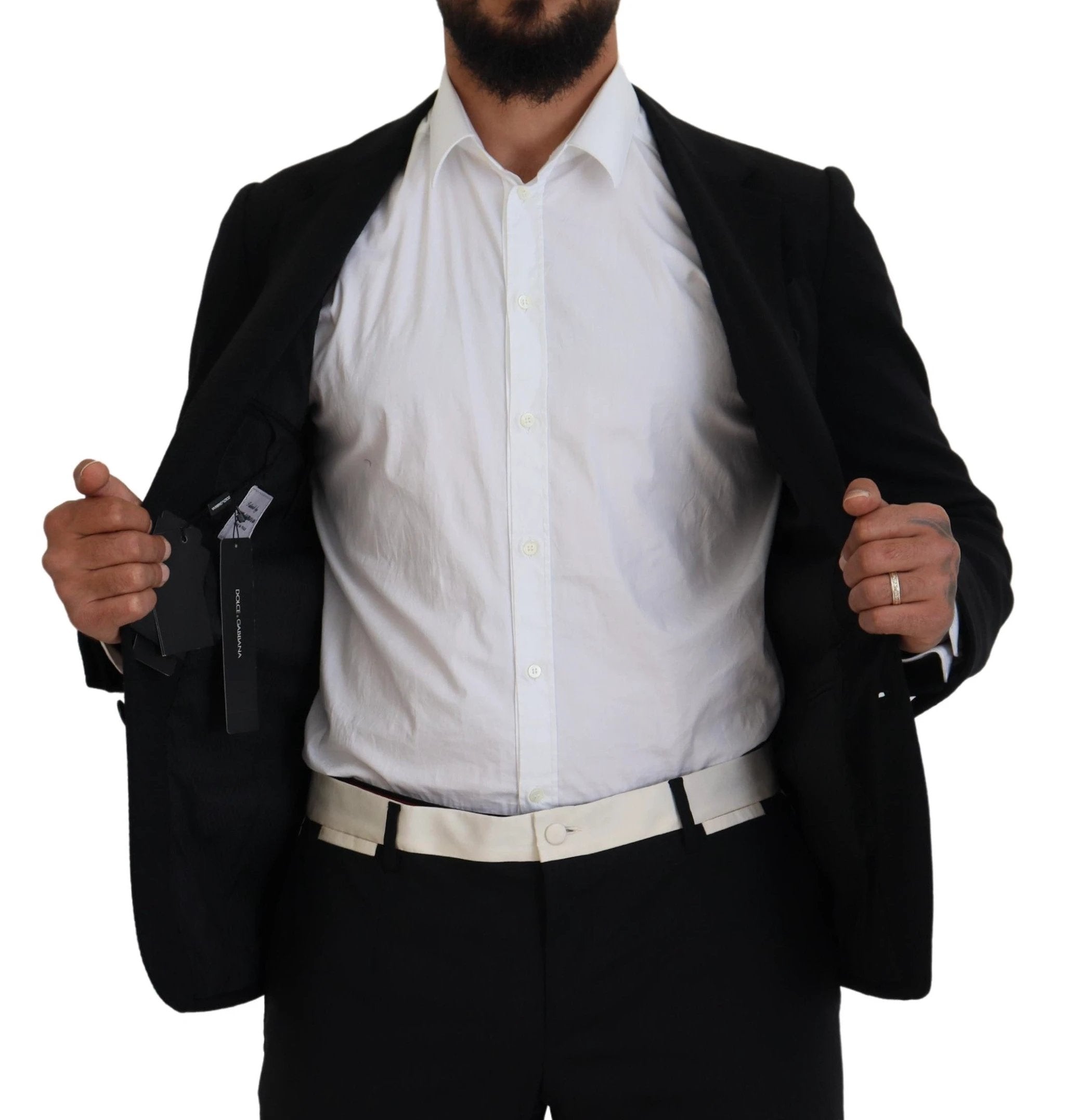 Dolce & Gabbana Black Wool Crown Slim Fit Jacket Blazer by Dolce & Gabbana