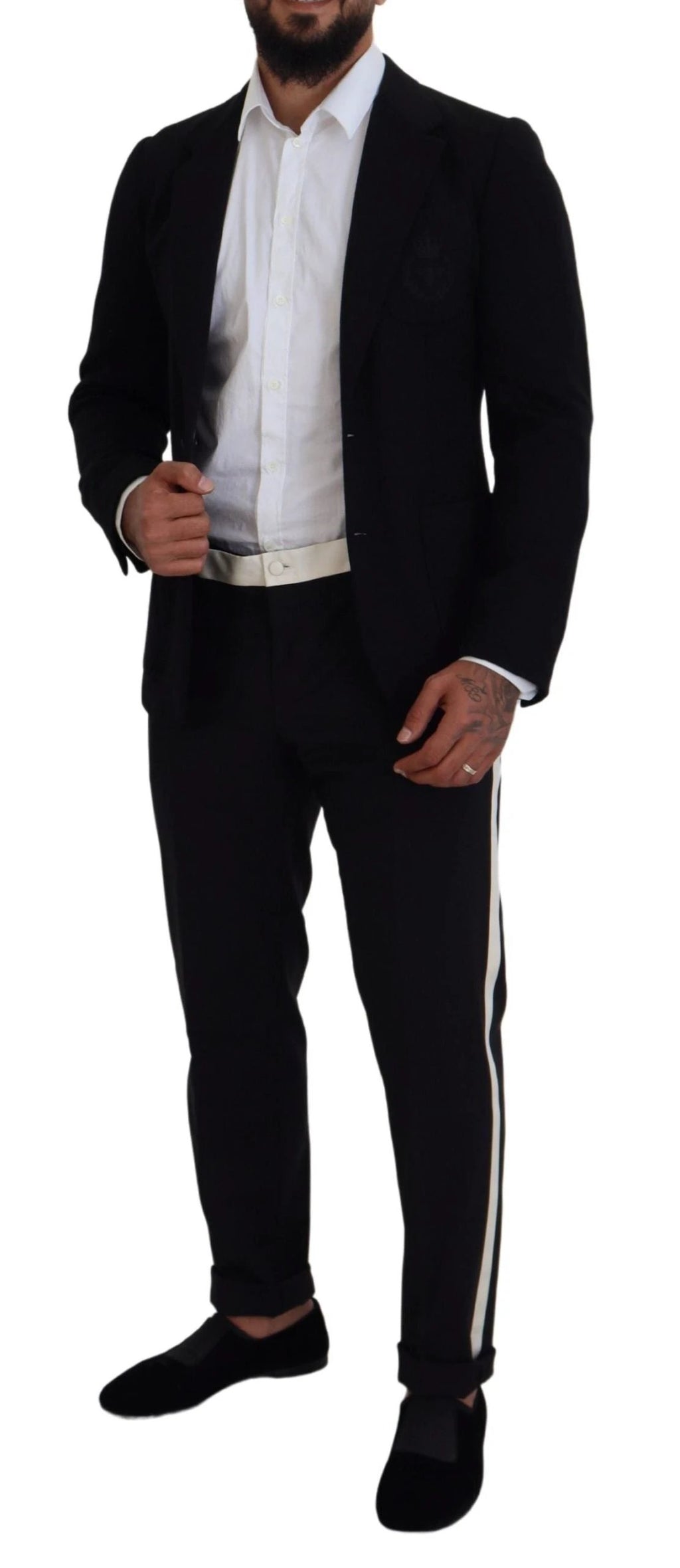 Dolce & Gabbana Black Wool Crown Slim Fit Jacket Blazer by Dolce & Gabbana