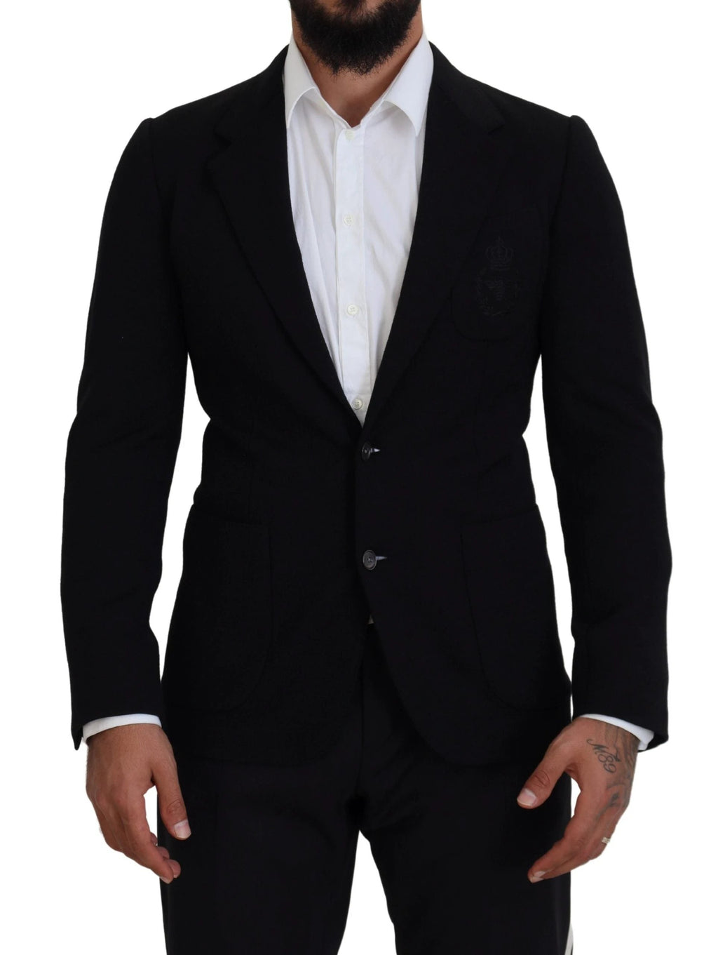 Dolce & Gabbana Black Wool Crown Slim Fit Jacket Blazer by Dolce & Gabbana