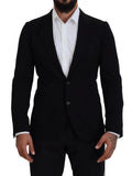 Dolce & Gabbana Black Wool Crown Slim Fit Jacket Blazer by Dolce & Gabbana