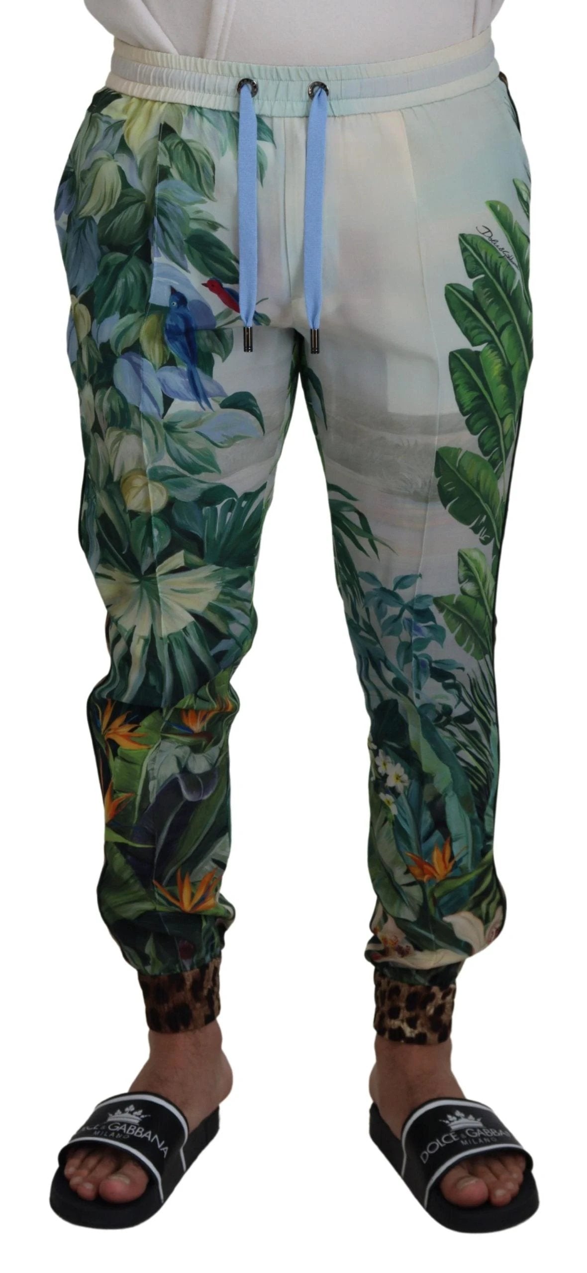 Dolce & Gabbana White Floral Printed Men Jogger Pants by Dolce & Gabbana