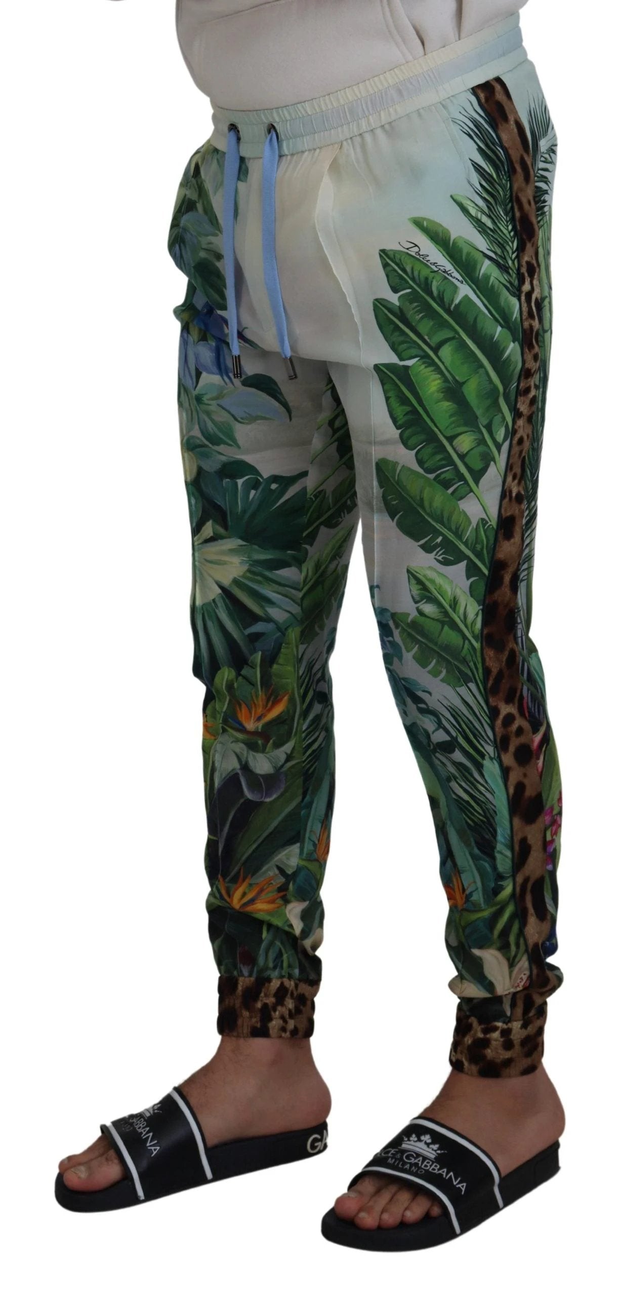Dolce & Gabbana White Floral Printed Men Jogger Pants by Dolce & Gabbana