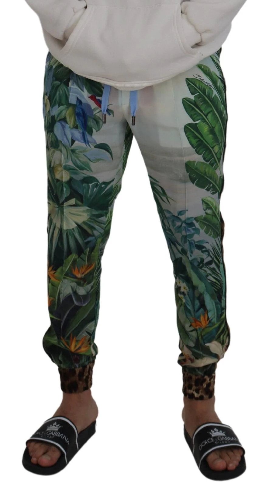 Dolce & Gabbana White Floral Printed Men Jogger Pants by Dolce & Gabbana