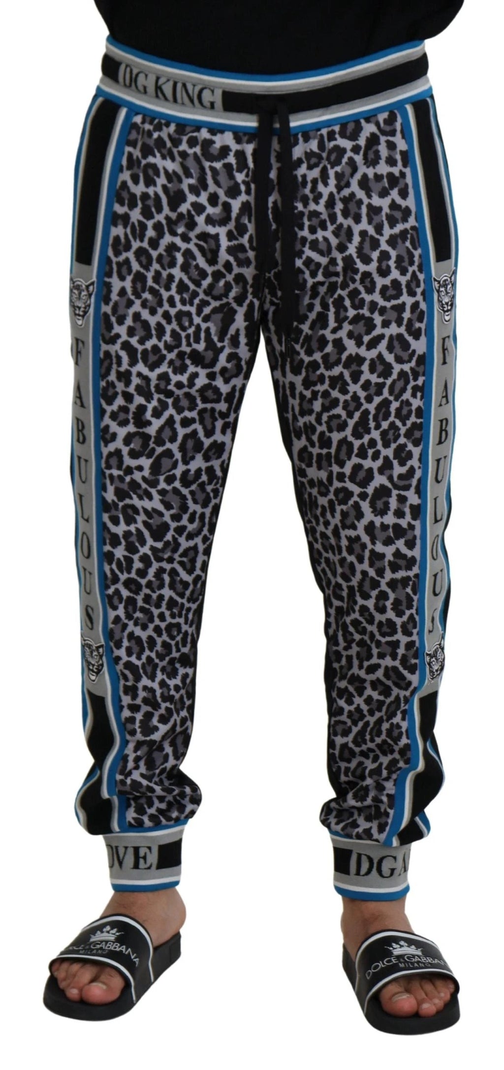 Dolce & Gabbana Multicolor DG King Leopard Print Jogger Pants by Dolce & Gabbana