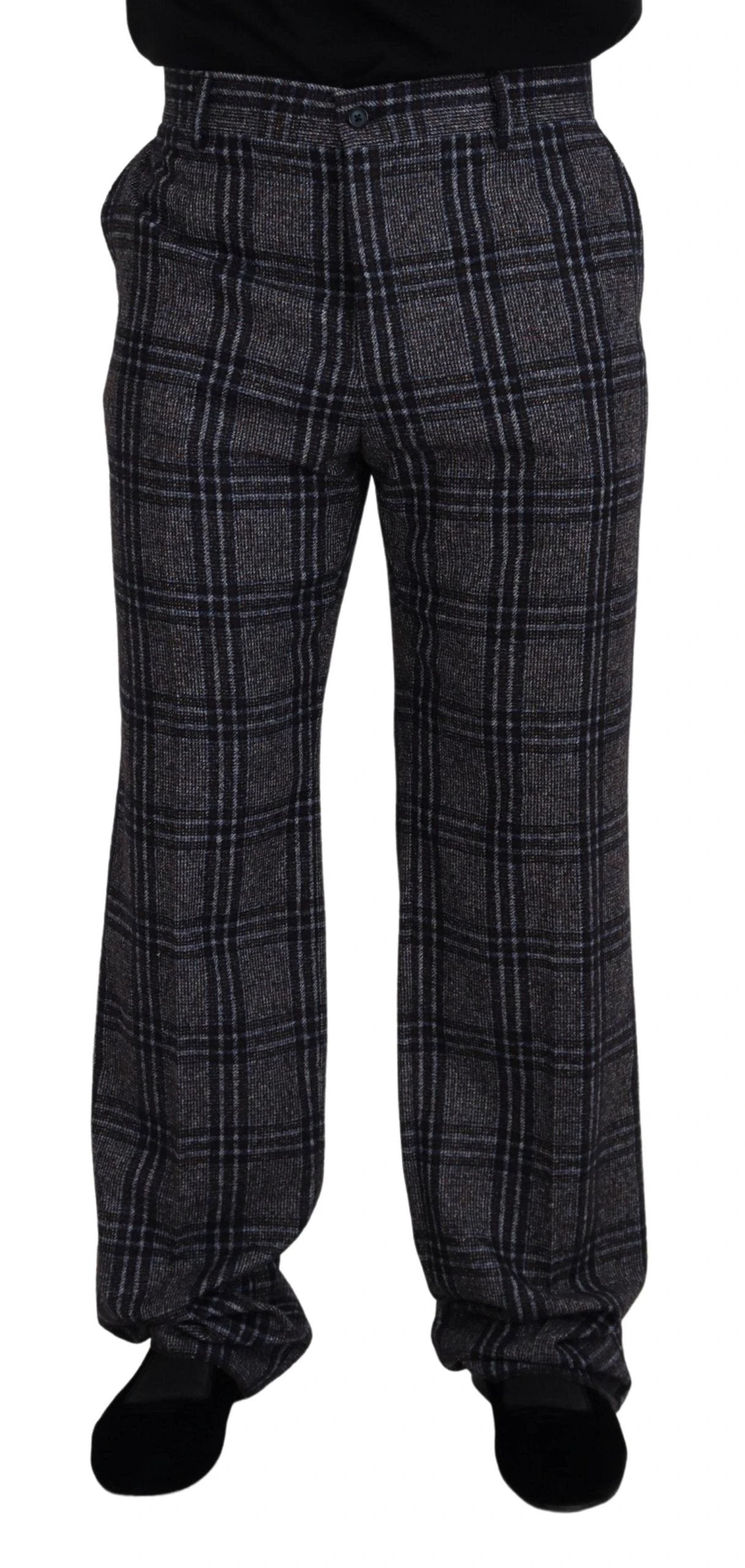 Dolce & Gabbana Gray Checkered Mid Waist Men Pants by Dolce & Gabbana