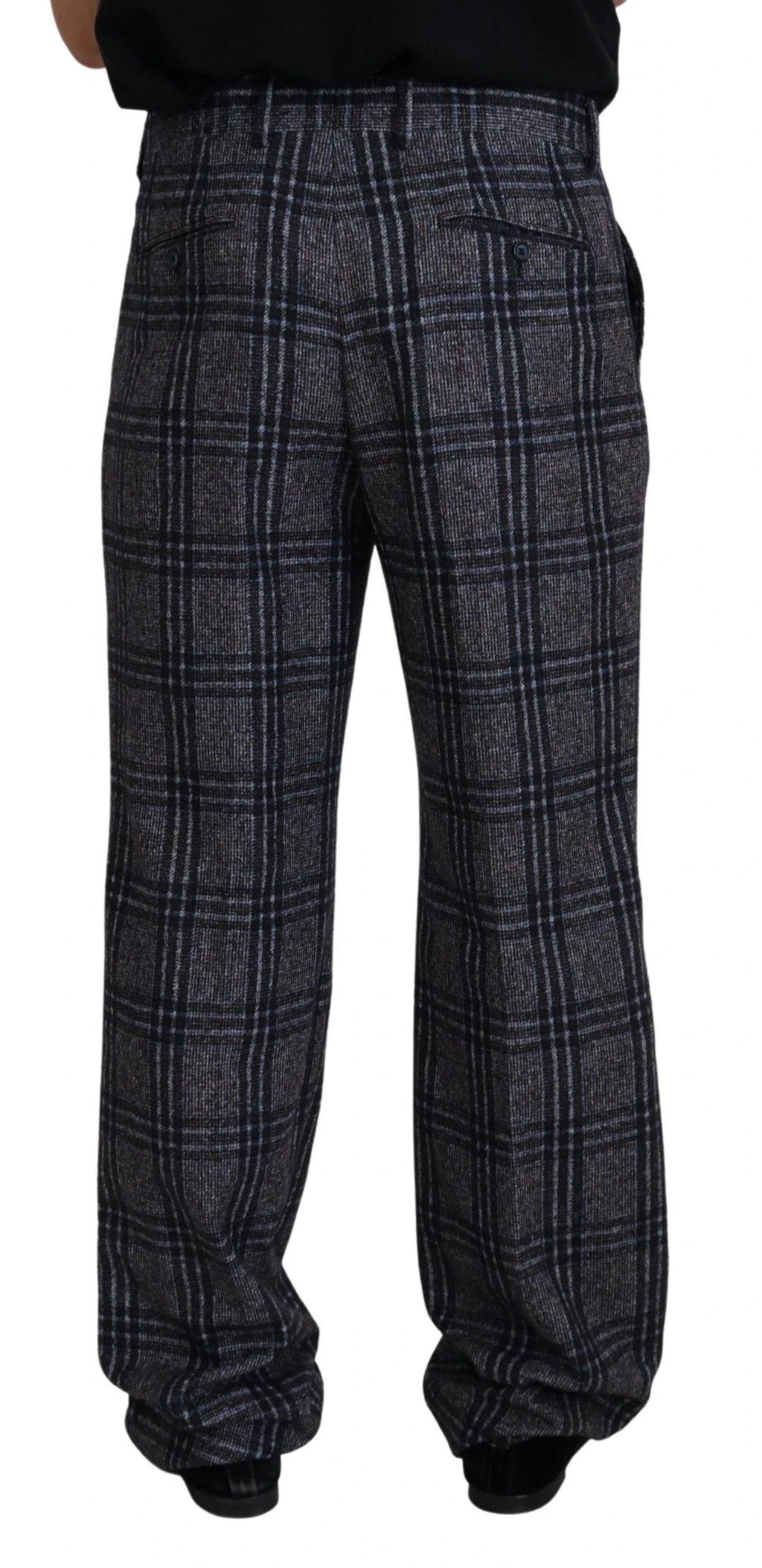 Dolce & Gabbana Gray Checkered Mid Waist Men Pants by Dolce & Gabbana