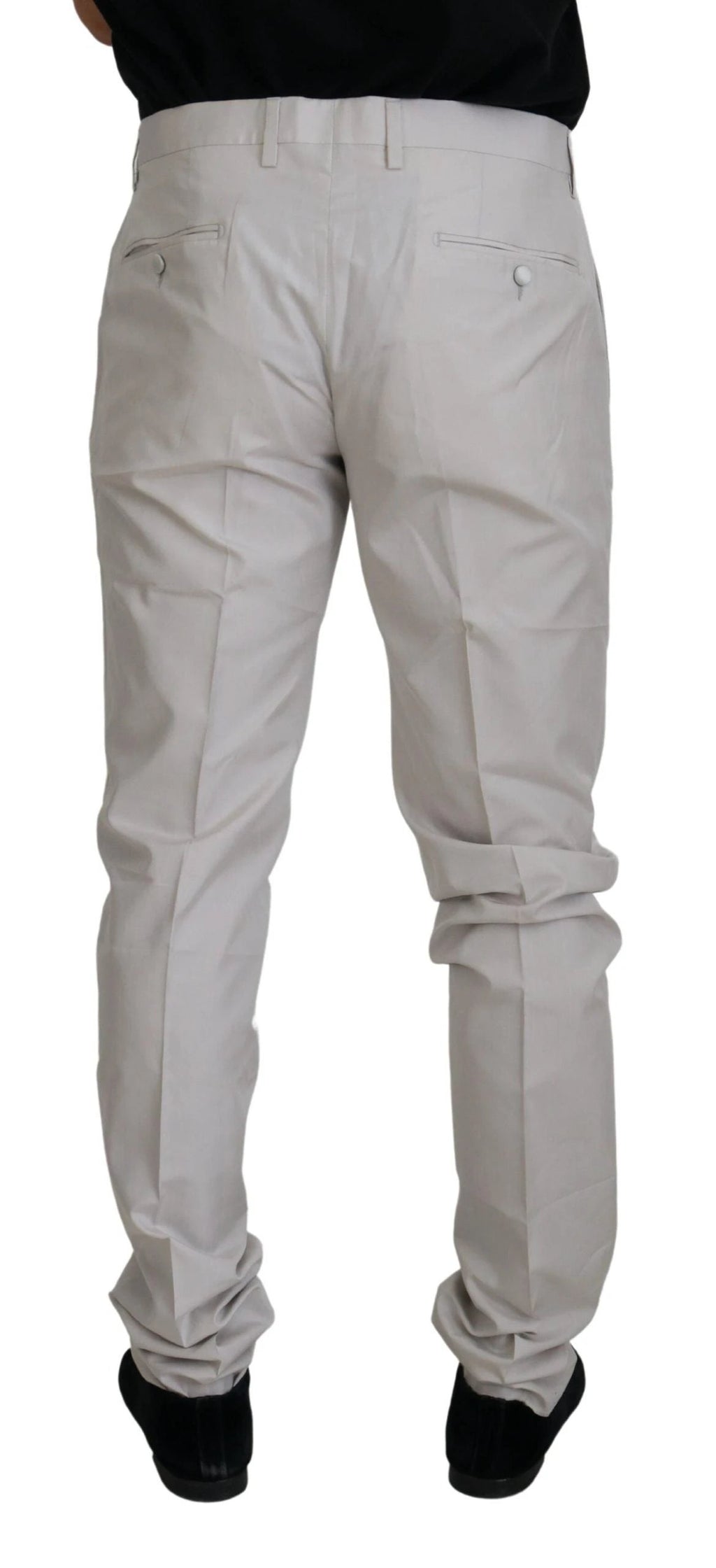 Dolce & Gabbana Off White Silk Mid Waist Chino Pants by Dolce & Gabbana
