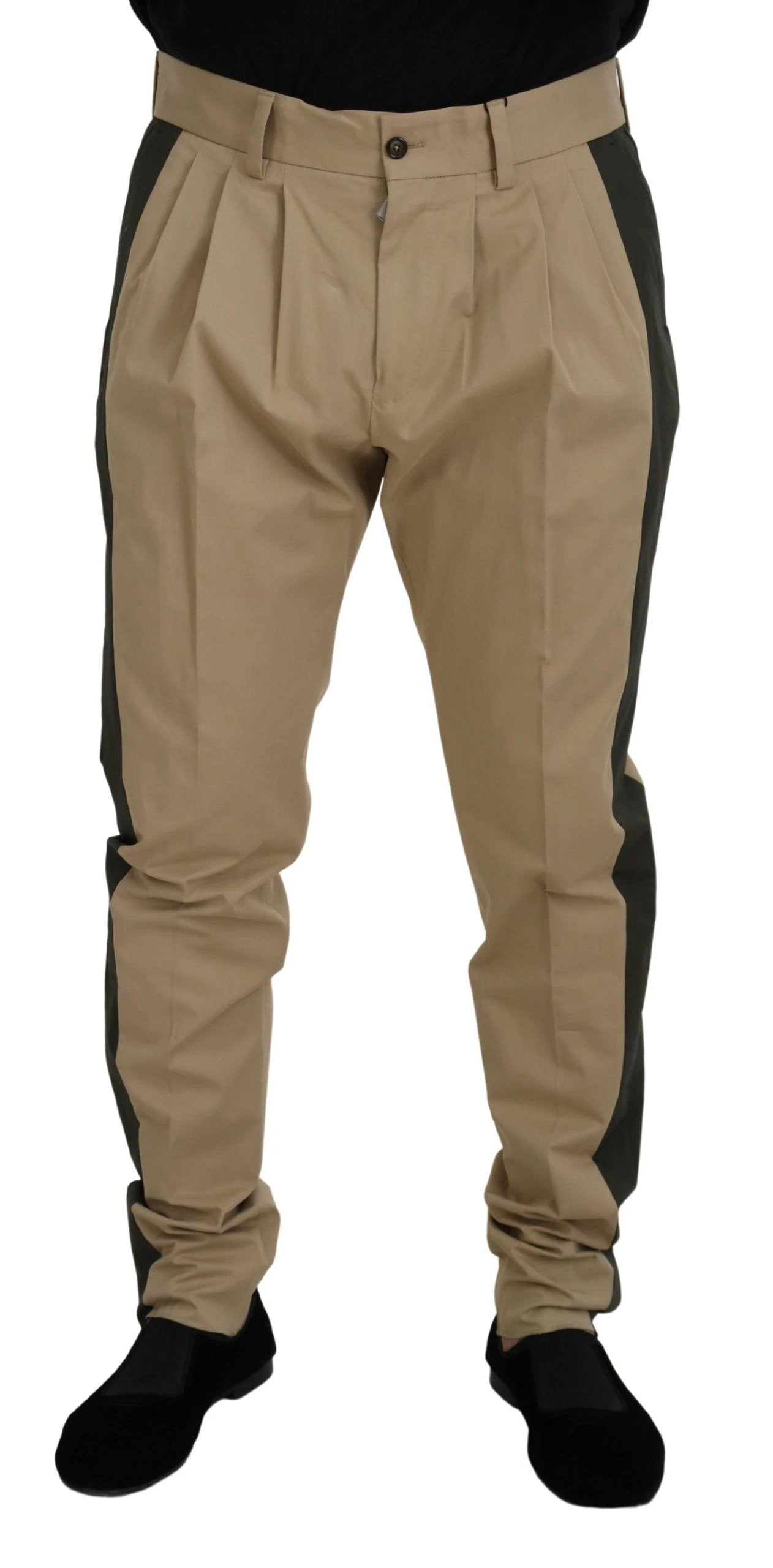 Dolce & Gabbana Brown Black Cotton Chino Men Pants by Dolce & Gabbana