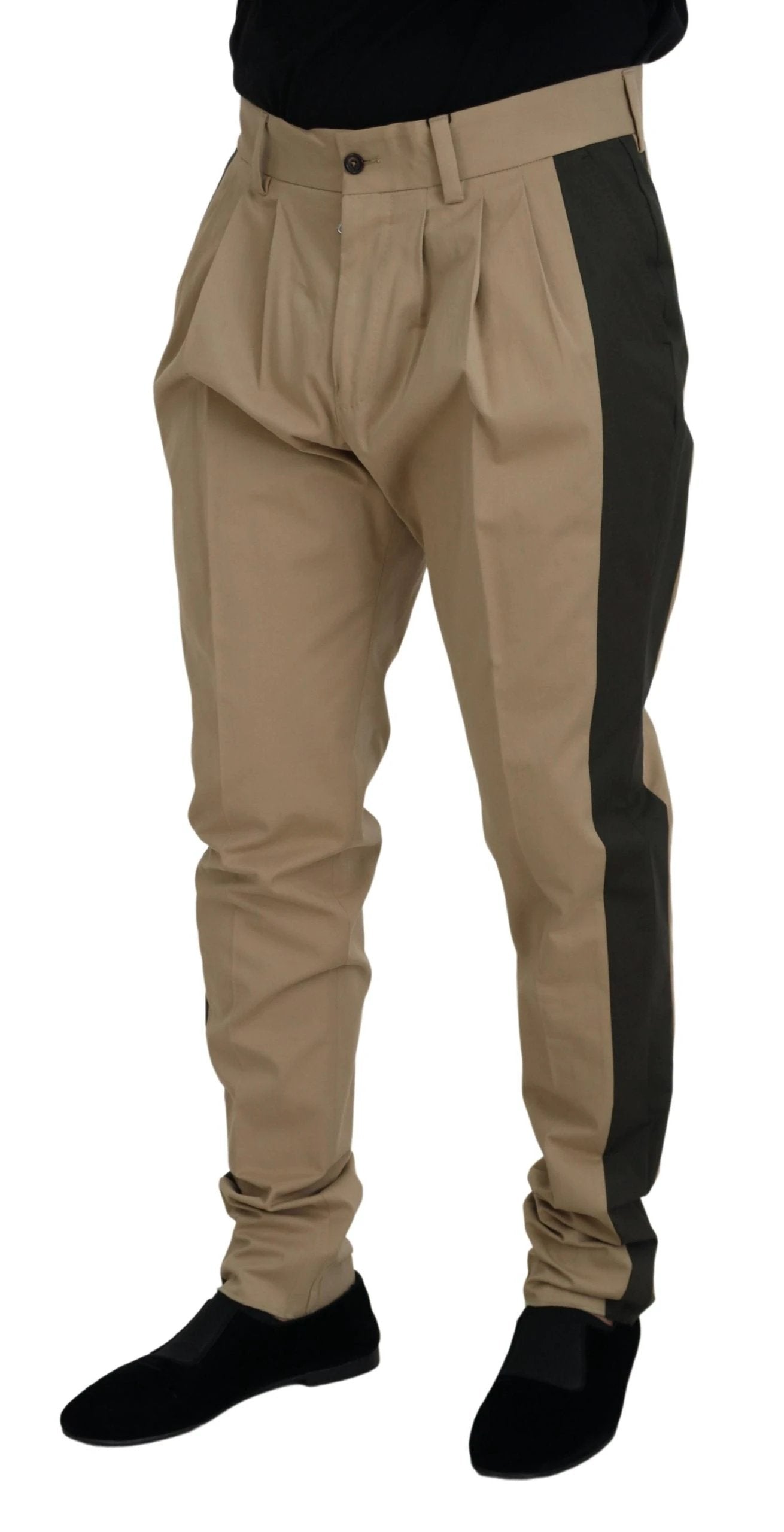 Dolce & Gabbana Brown Black Cotton Chino Men Pants by Dolce & Gabbana