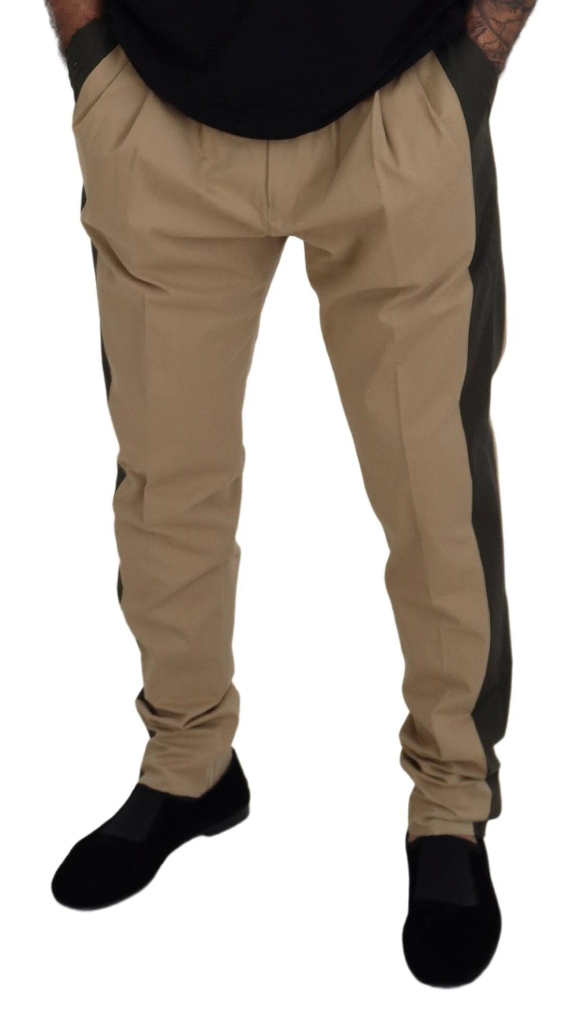 Dolce & Gabbana Brown Black Cotton Chino Men Pants by Dolce & Gabbana