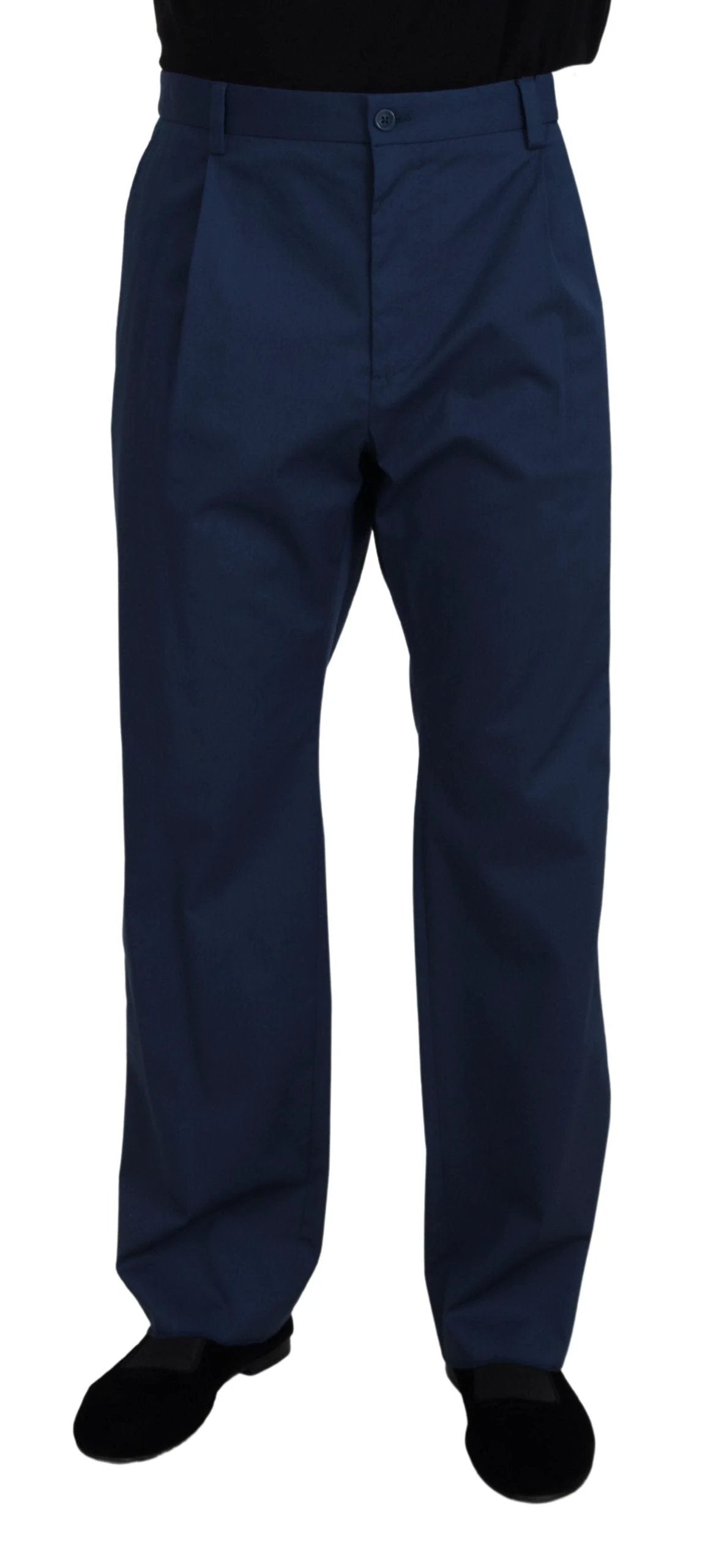 Dolce & Gabbana Blue Cotton Straight Fit Pants by Dolce & Gabbana