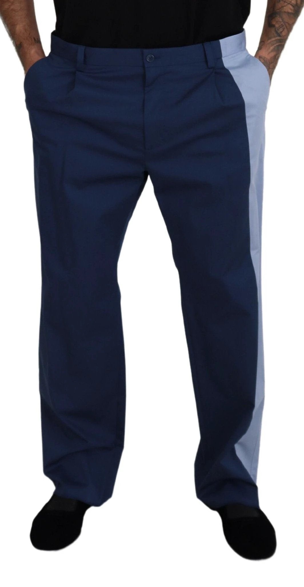 Dolce & Gabbana Blue Cotton Straight Fit Pants by Dolce & Gabbana