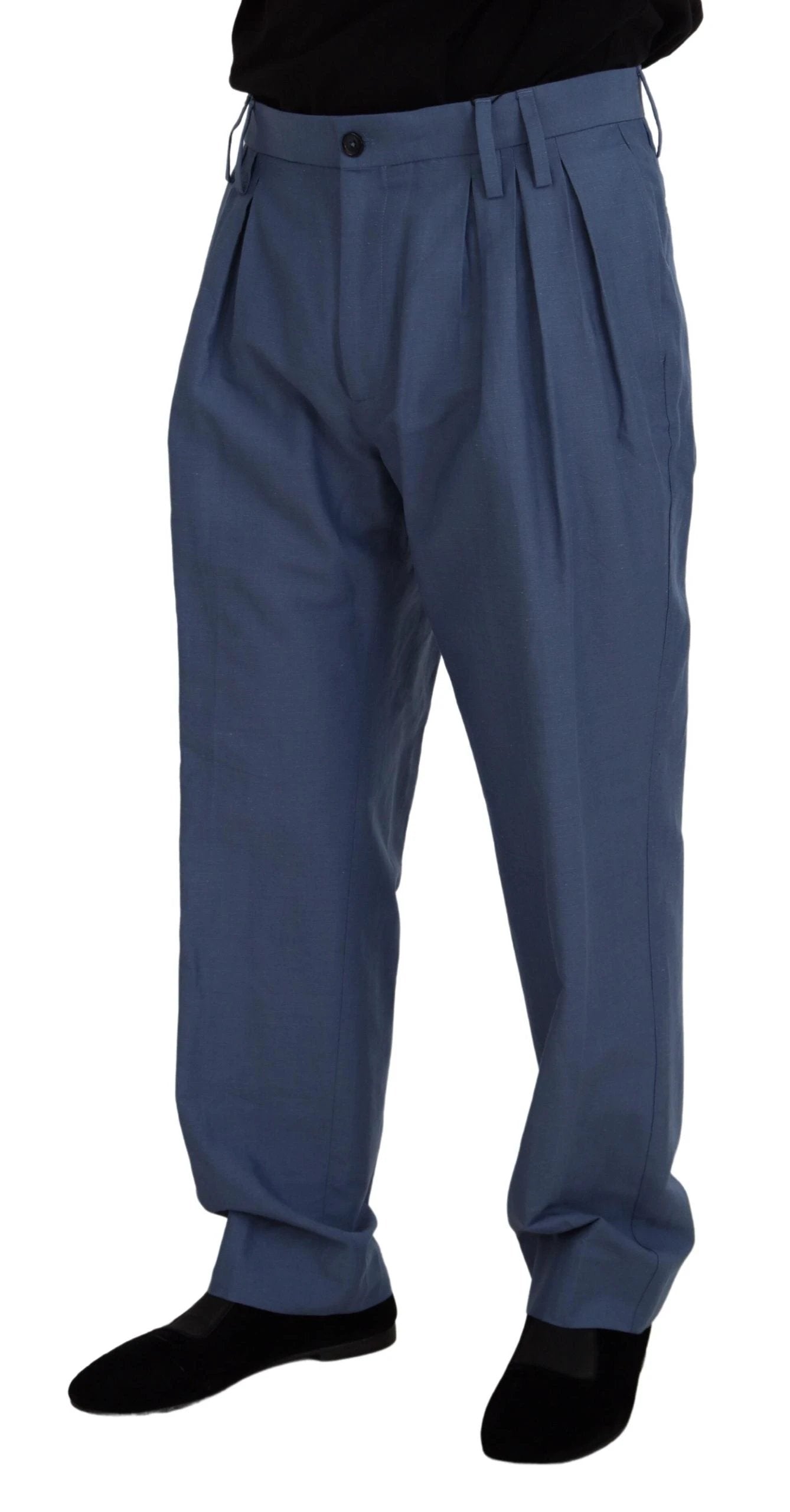 Dolce & Gabbana Blue Linen Chino Men Formal Pants by Dolce & Gabbana