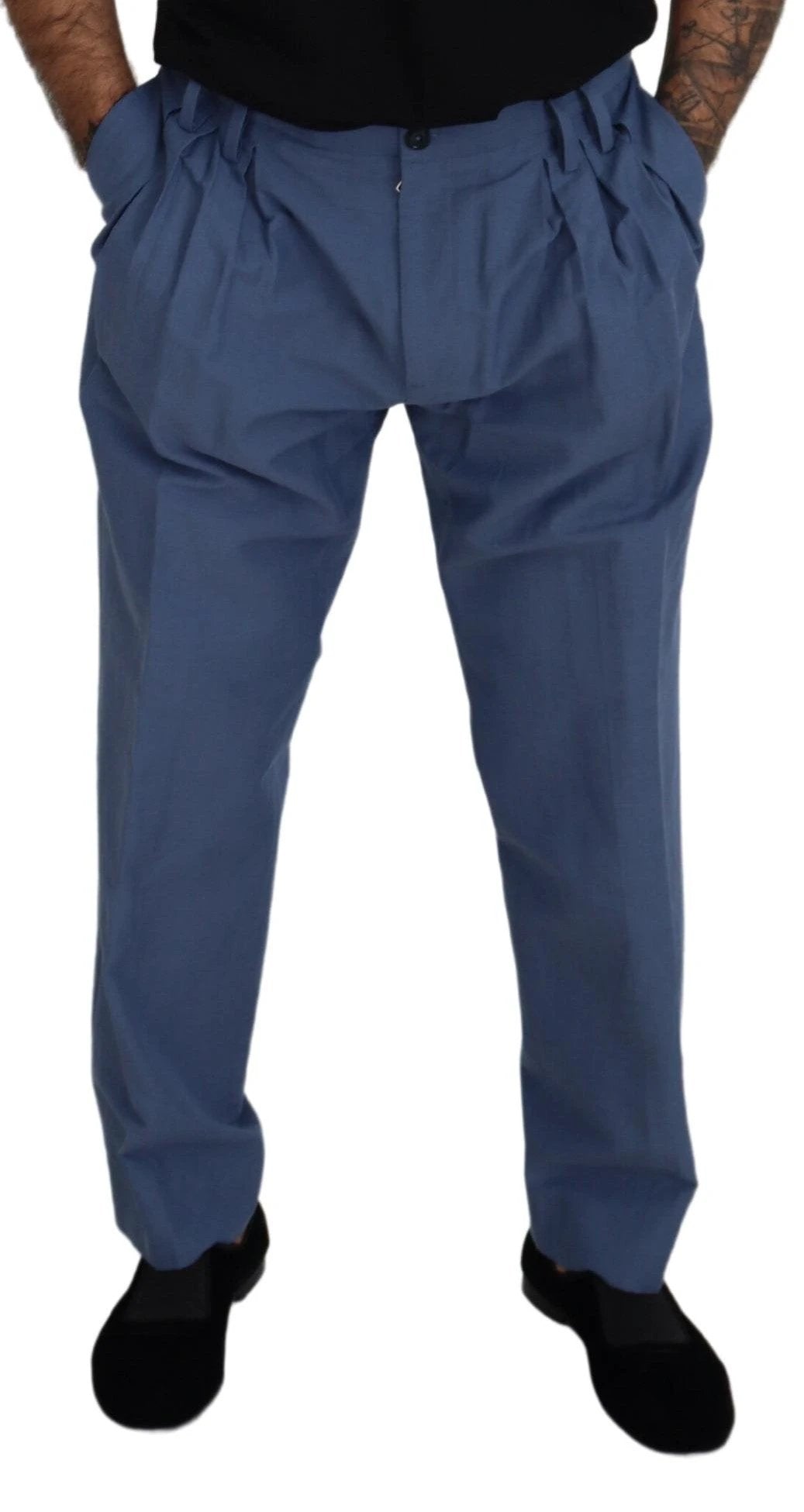 Dolce & Gabbana Blue Linen Chino Men Formal Pants by Dolce & Gabbana