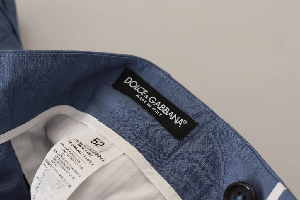 Dolce & Gabbana Blue Linen Chino Men Formal Pants by Dolce & Gabbana