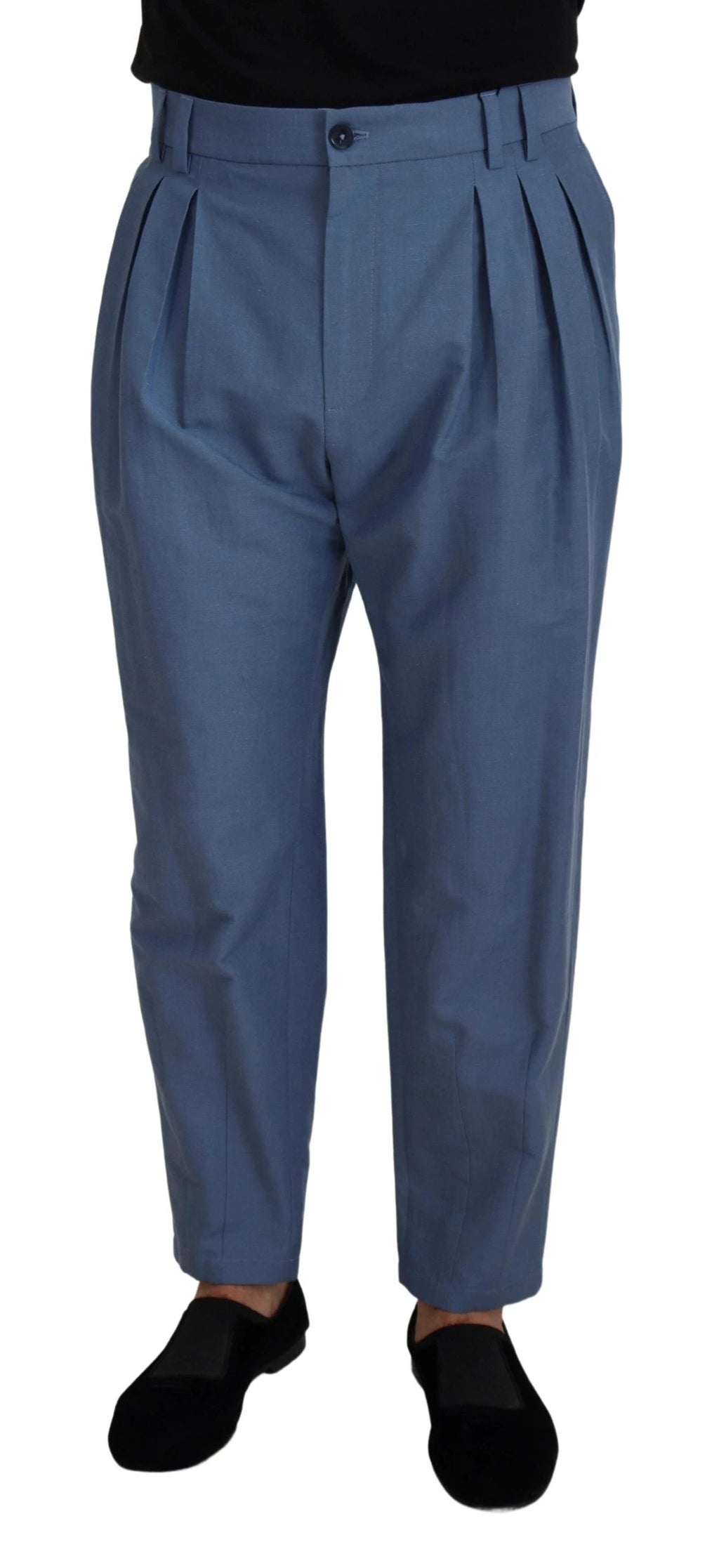 Dolce & Gabbana Blue Linen Chino Formal Pants by Dolce & Gabbana