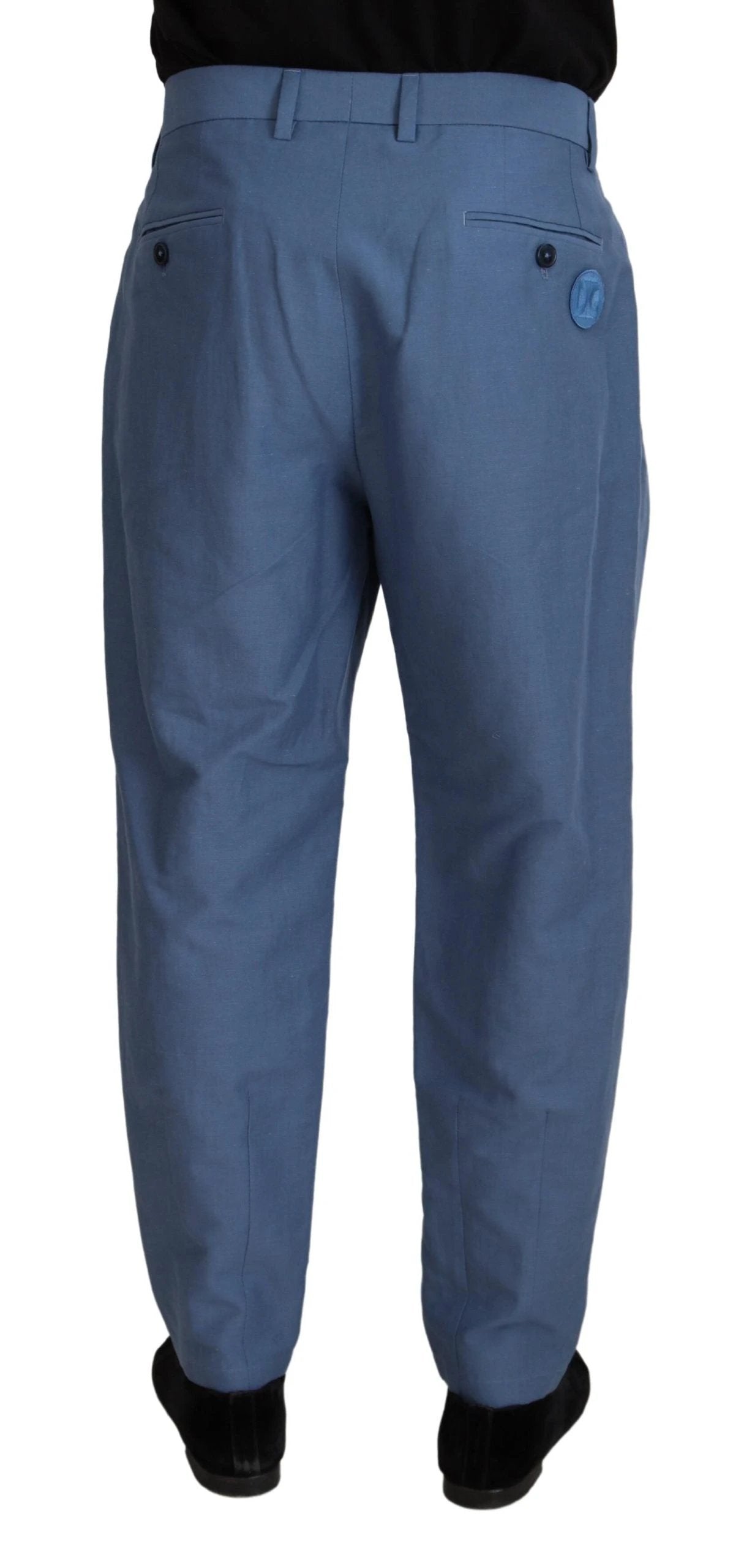 Dolce & Gabbana Blue Linen Chino Formal Pants by Dolce & Gabbana