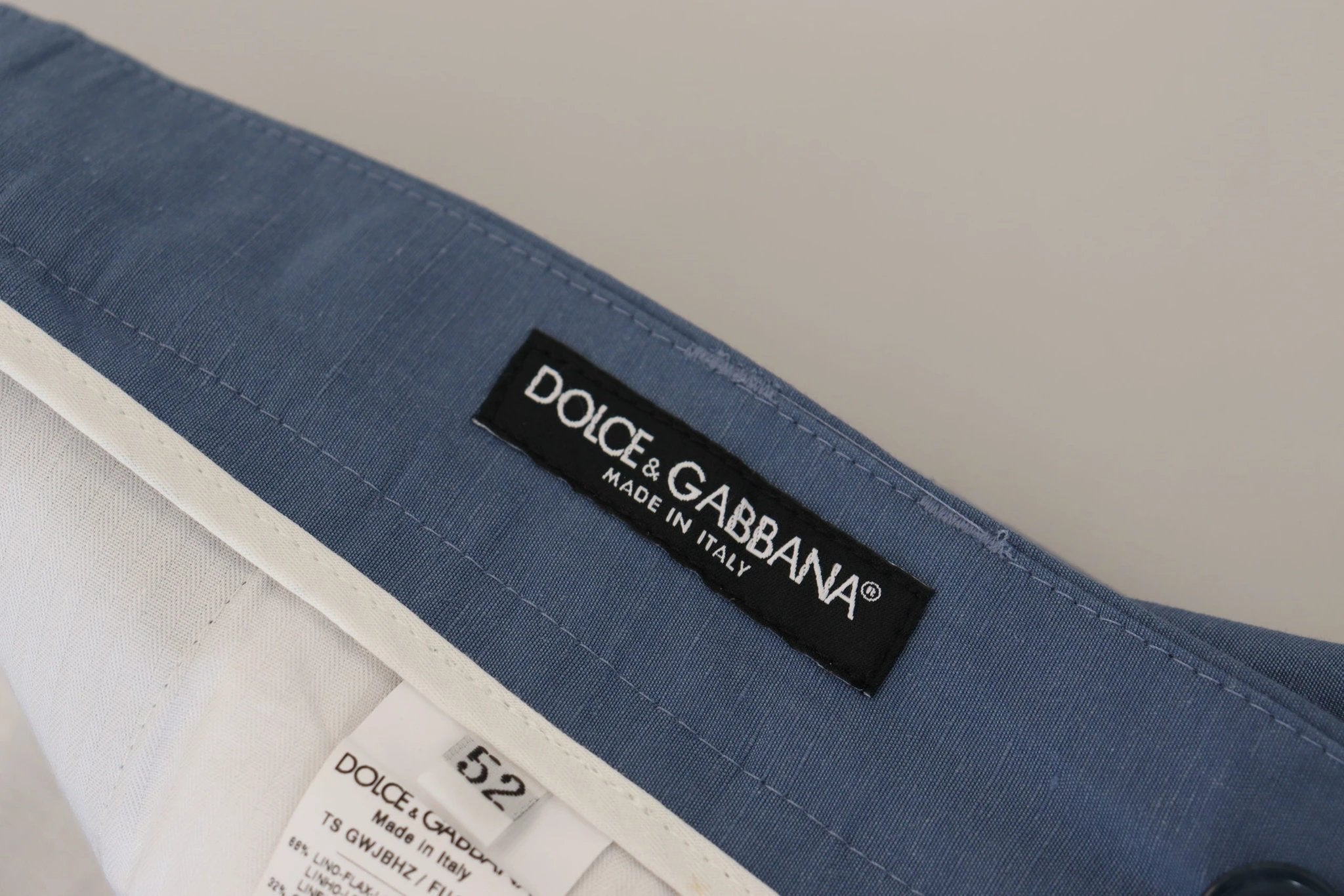 Dolce & Gabbana Blue Linen Chino Formal Pants by Dolce & Gabbana
