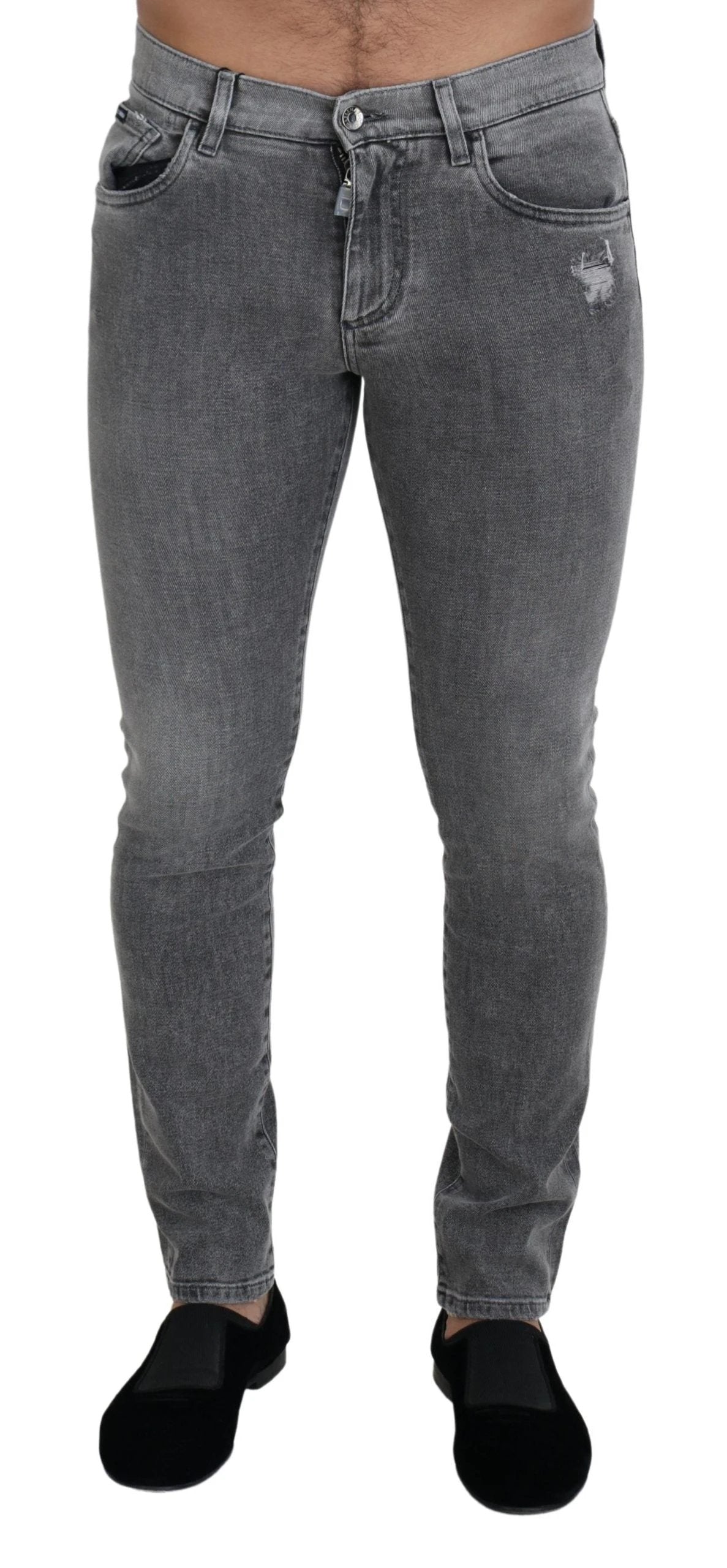 Dolce & Gabbana Grey Washed Cotton Skinny Denim Jeans by Dolce & Gabbana