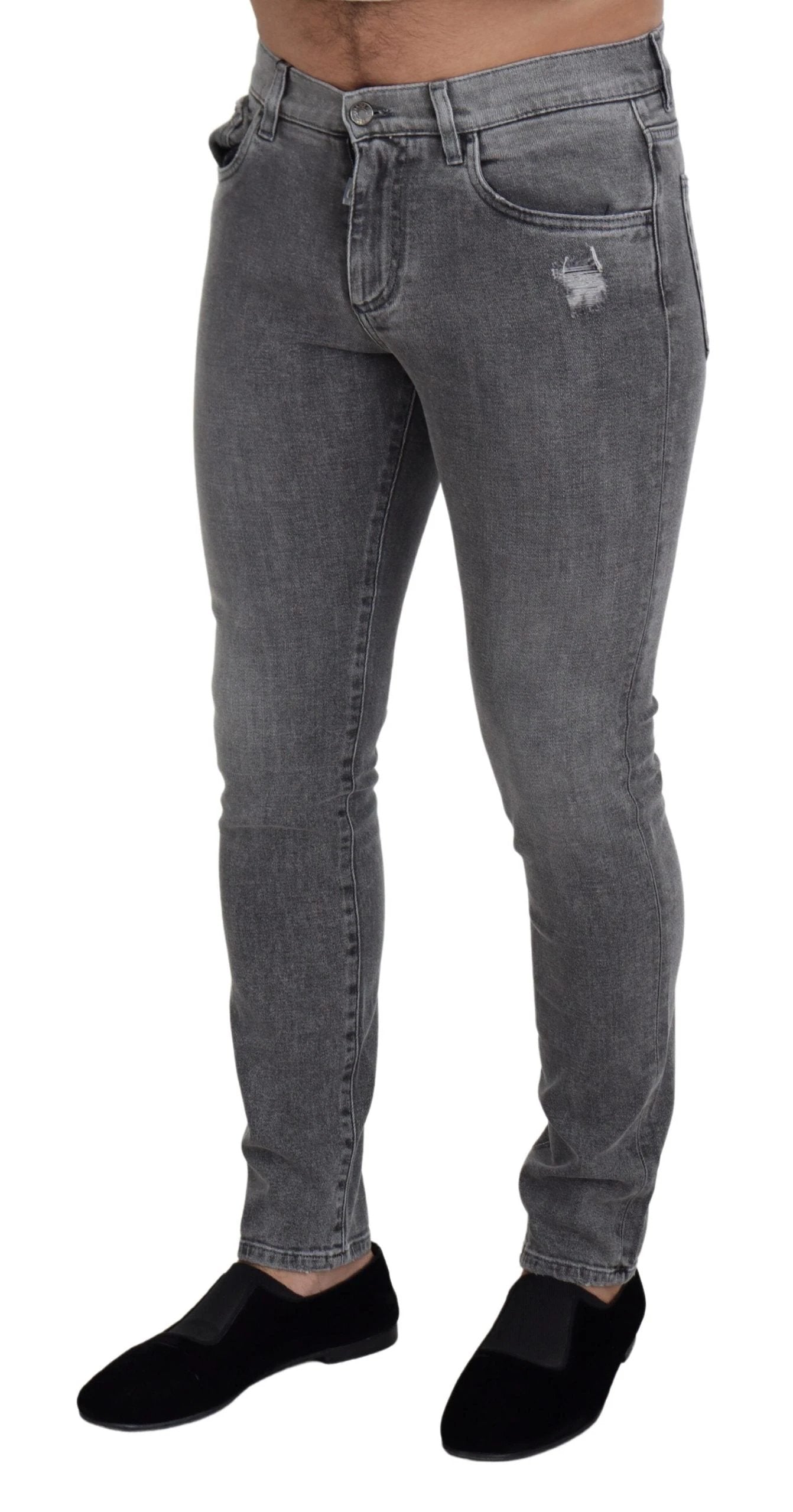 Dolce & Gabbana Grey Washed Cotton Skinny Denim Jeans by Dolce & Gabbana