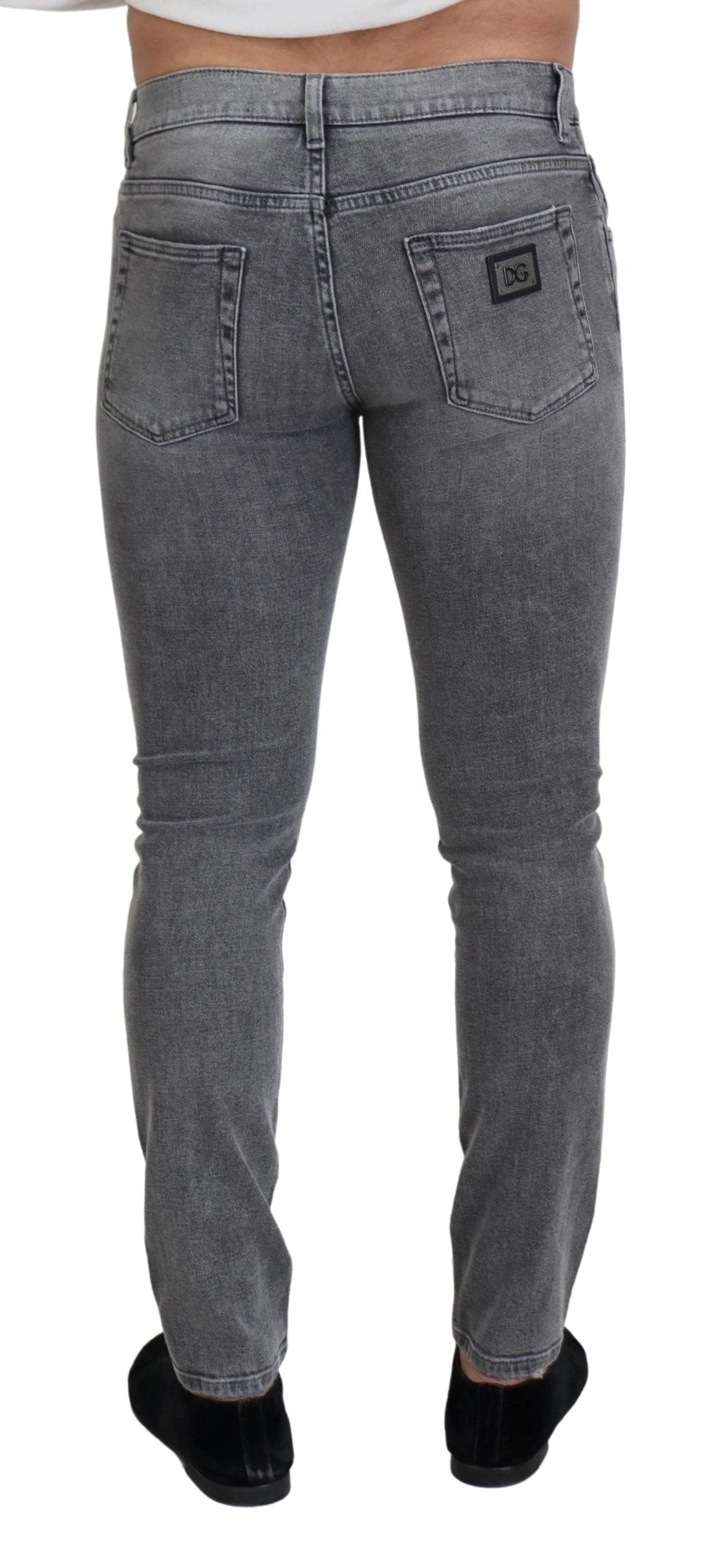Dolce & Gabbana Grey Washed Cotton Skinny Denim Jeans by Dolce & Gabbana