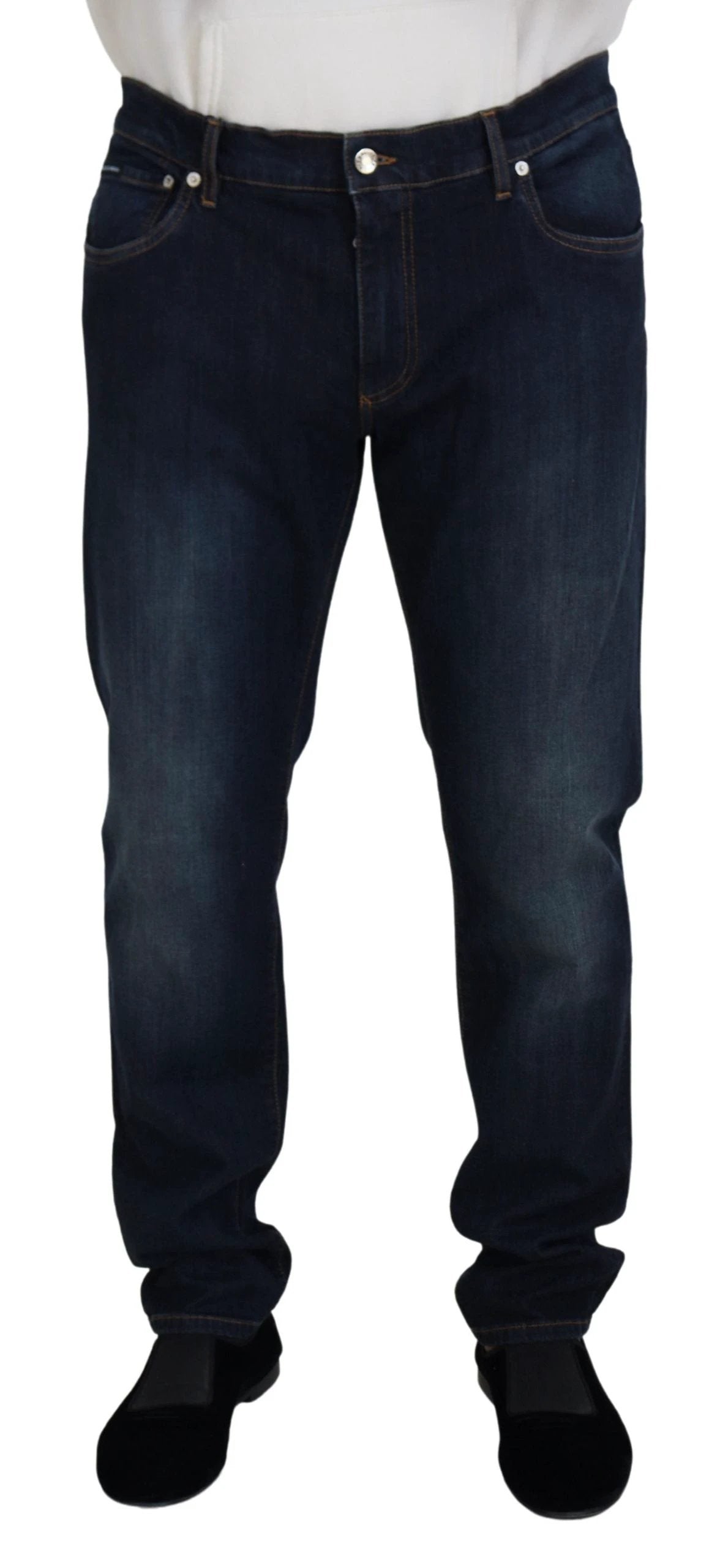 Dolce & Gabbana Blue Cotton Straight Fit Casual Denim Jeans by Dolce & Gabbana