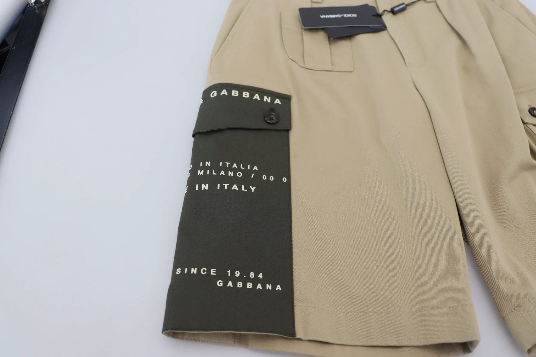 Dolce & Gabbana Beige Cotton Cargo Bermuda Shorts by Dolce & Gabbana