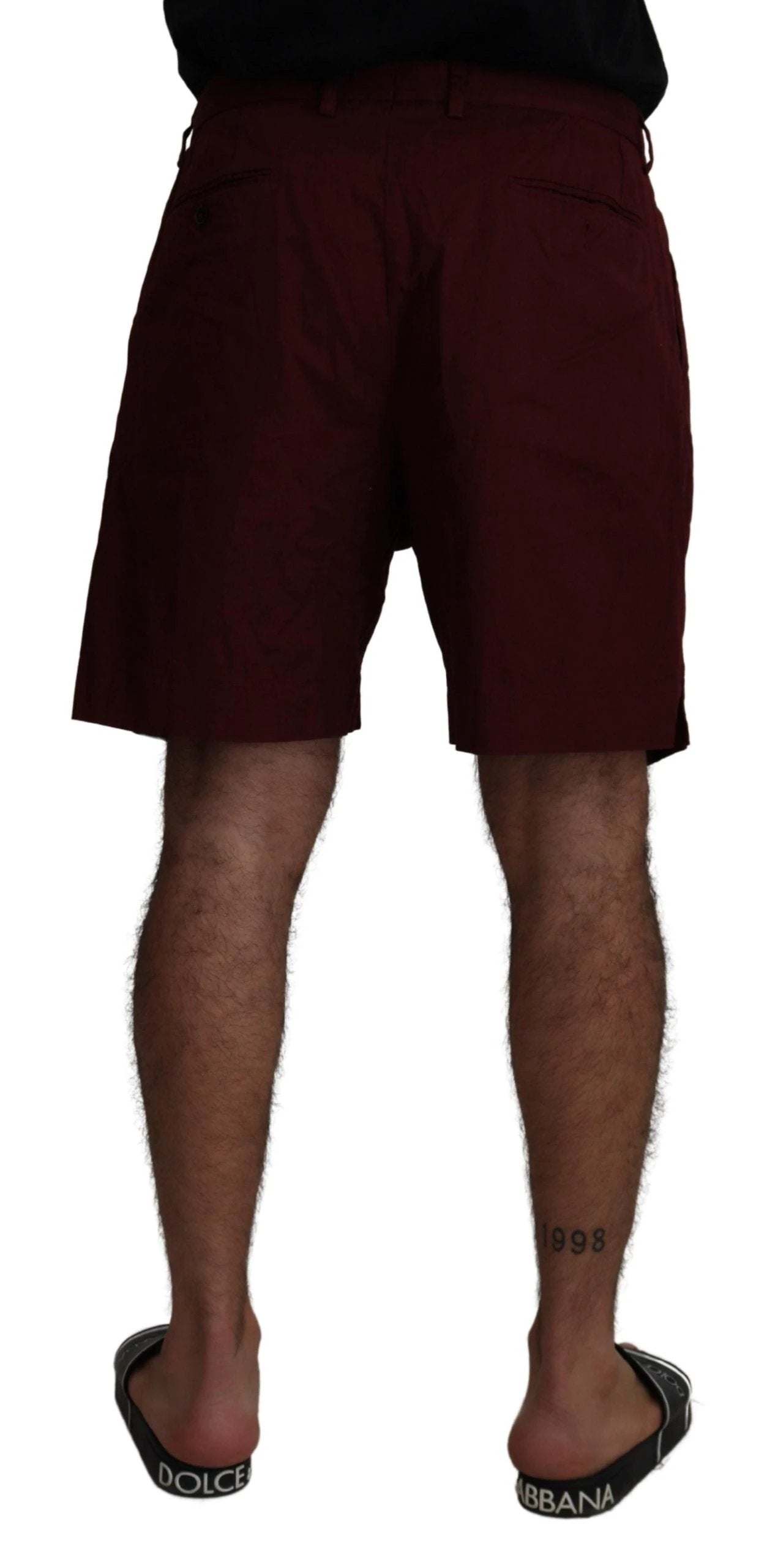 Dolce & Gabbana Maroon Cotton Bermuda Casual Shorts by Dolce & Gabbana