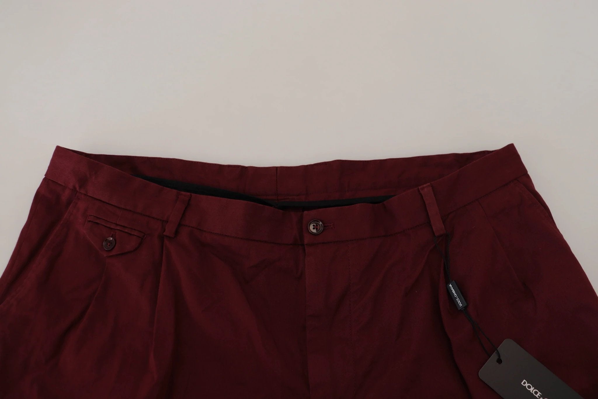 Dolce & Gabbana Maroon Cotton Bermuda Casual Shorts by Dolce & Gabbana