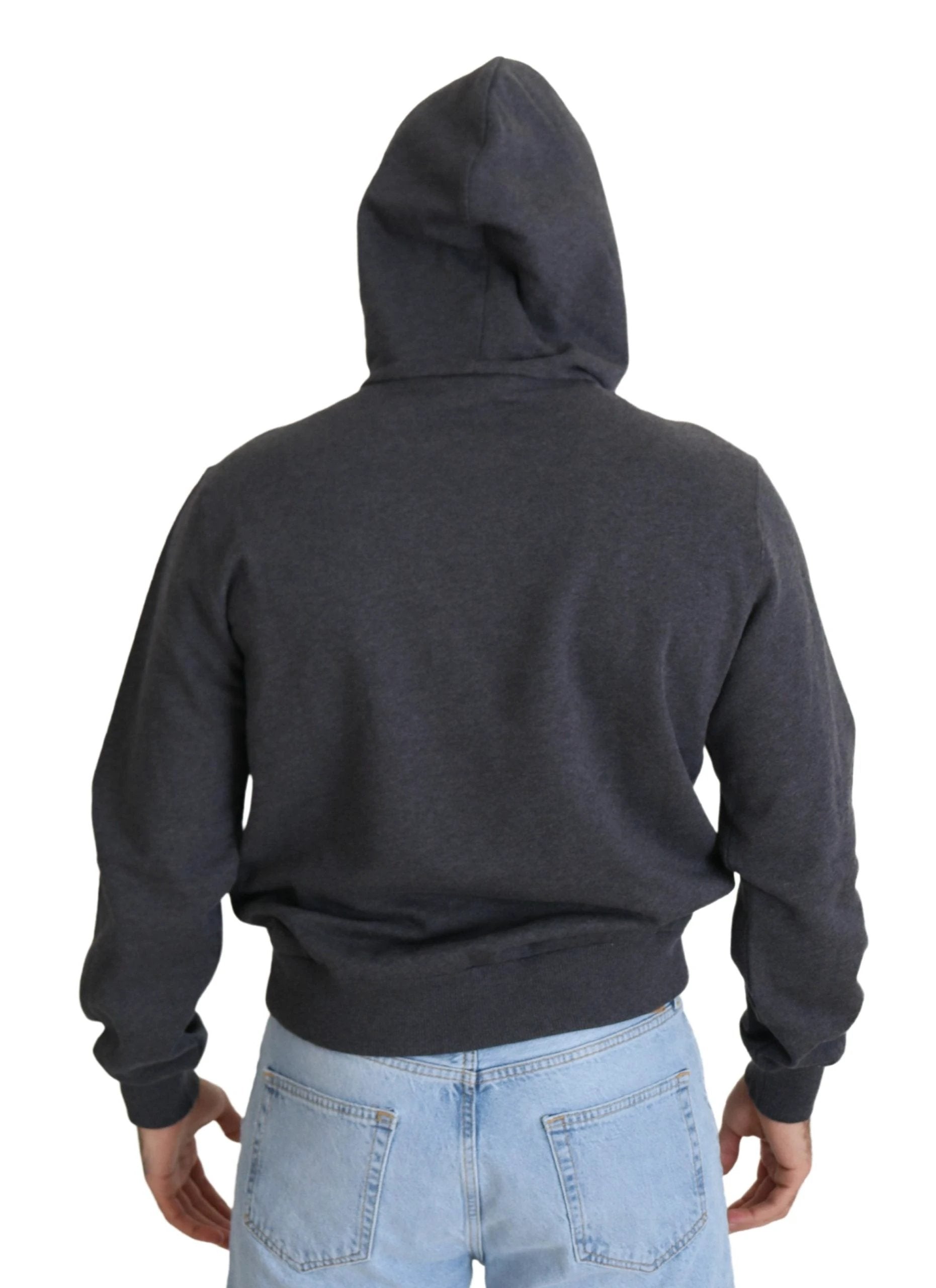 Dolce & Gabbana Gray Logo Cotton Hooded Sweatshirt Sweater by Dolce & Gabbana