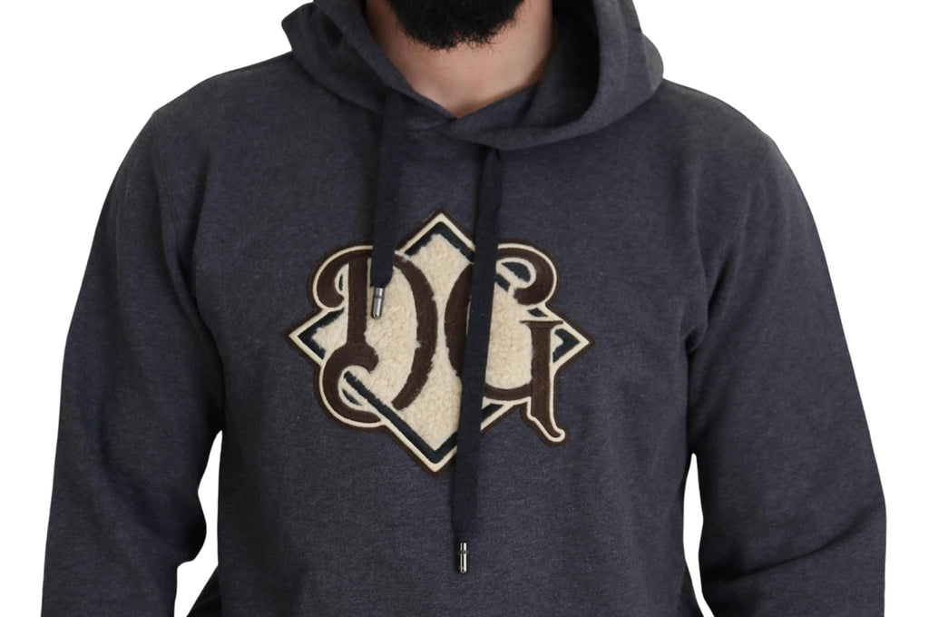 Dolce & Gabbana Gray Logo Cotton Hooded Sweatshirt Sweater by Dolce & Gabbana