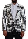 Dolce & Gabbana White Black Striped Slim Fit Jacket Blazer by Dolce & Gabbana
