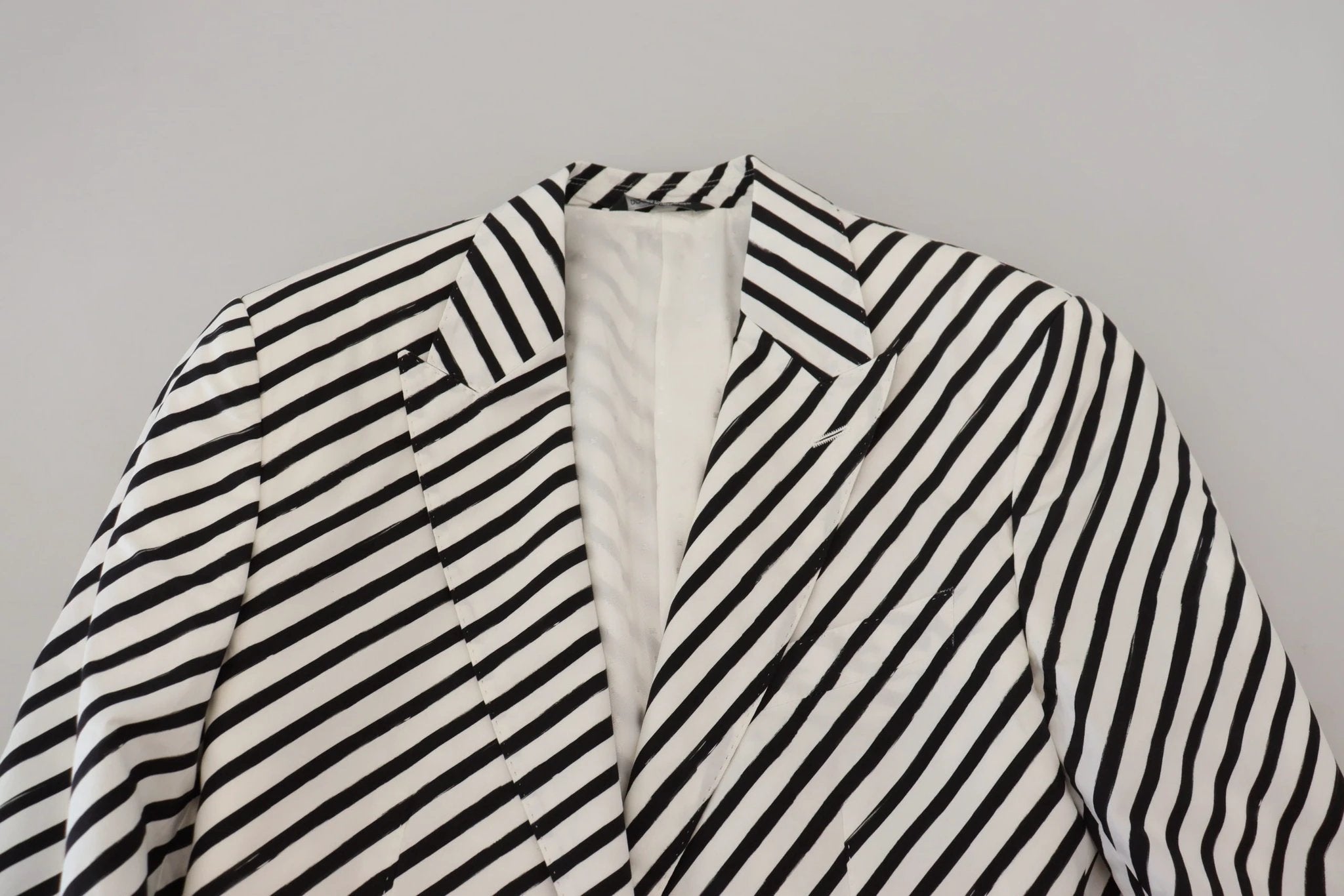 Dolce & Gabbana White Black Striped Slim Fit Jacket Blazer by Dolce & Gabbana
