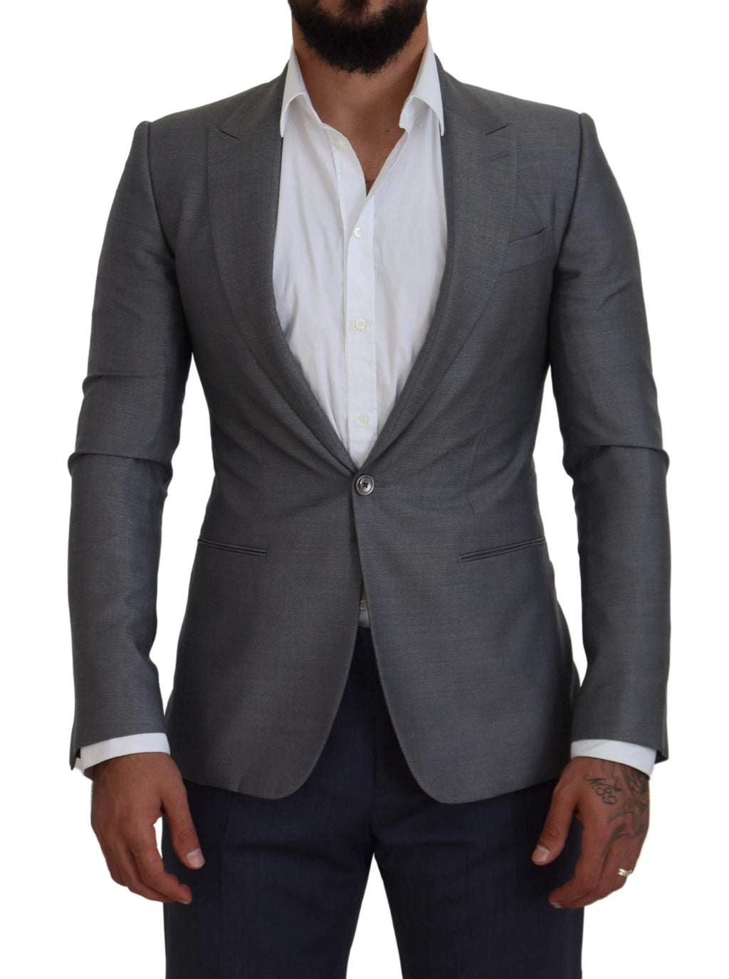 Dolce & Gabbana Gray Wool Silk Slim Fit Jacket Blazer by Dolce & Gabbana