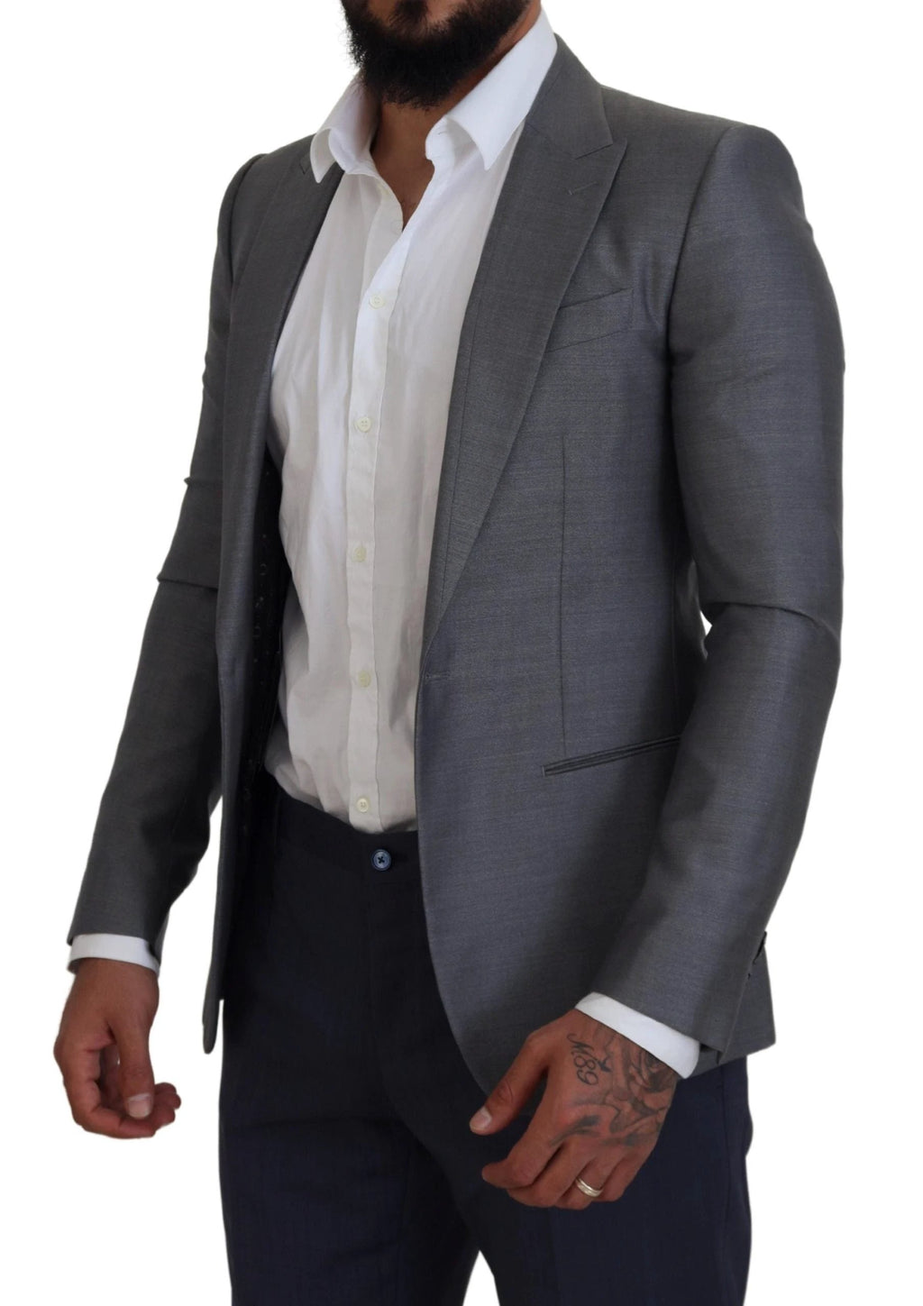 Dolce & Gabbana Gray Wool Silk Slim Fit Jacket Blazer by Dolce & Gabbana