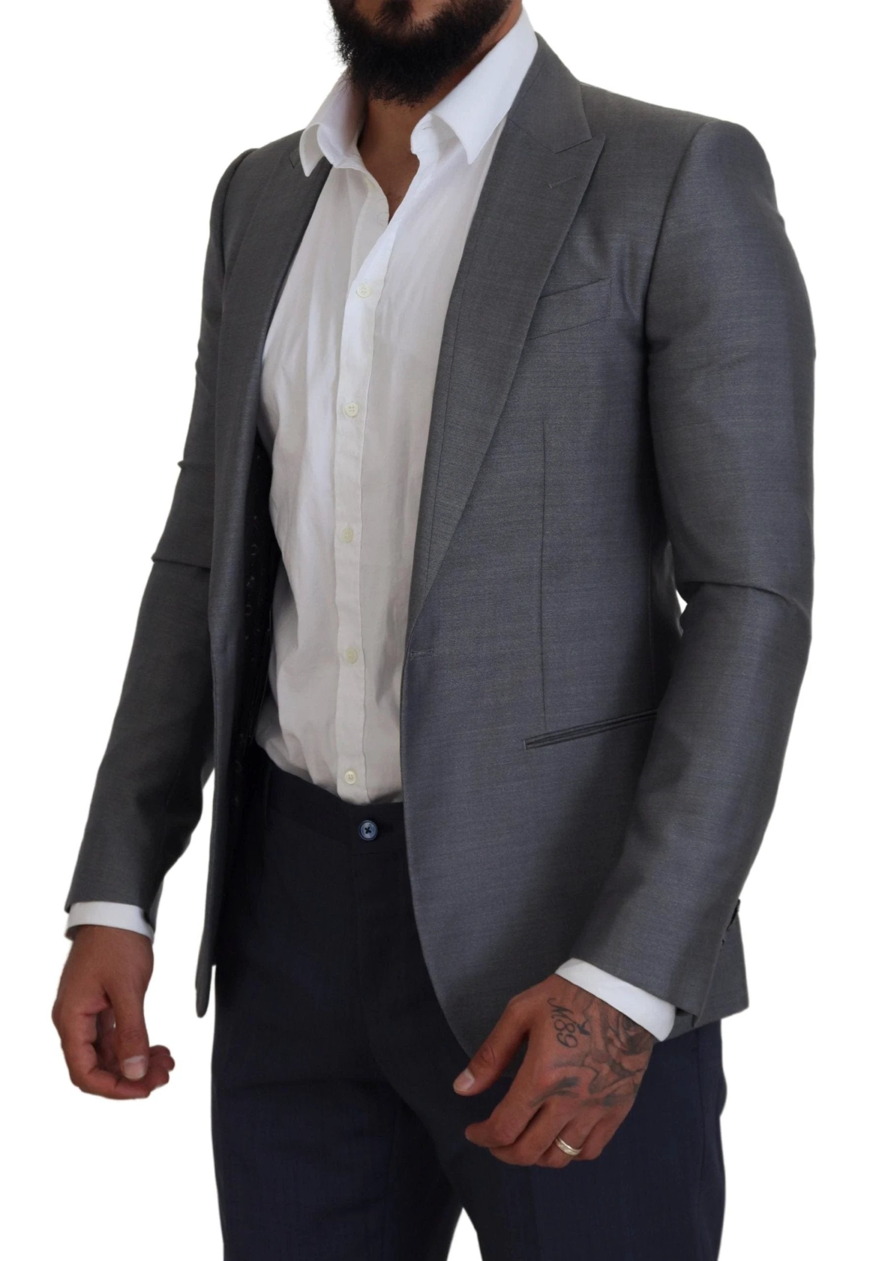 Dolce & Gabbana Gray Wool Silk Slim Fit Jacket Blazer by Dolce & Gabbana