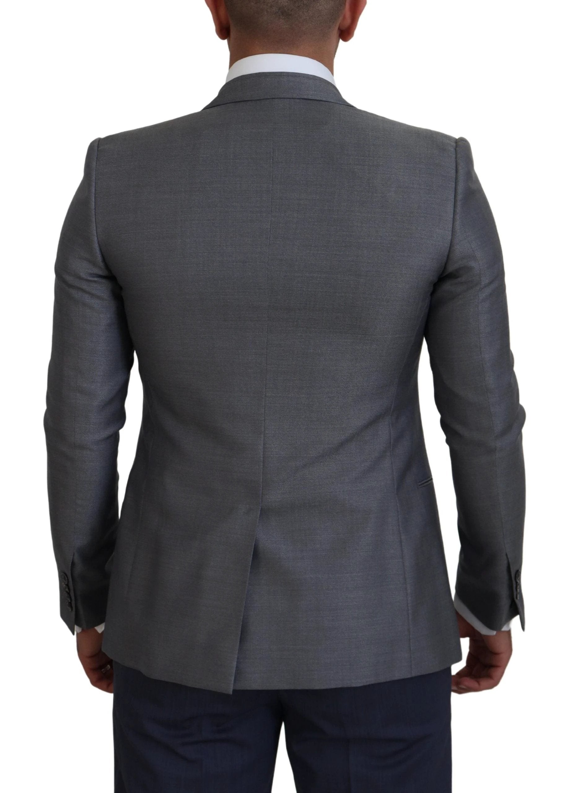 Dolce & Gabbana Gray Wool Silk Slim Fit Jacket Blazer by Dolce & Gabbana