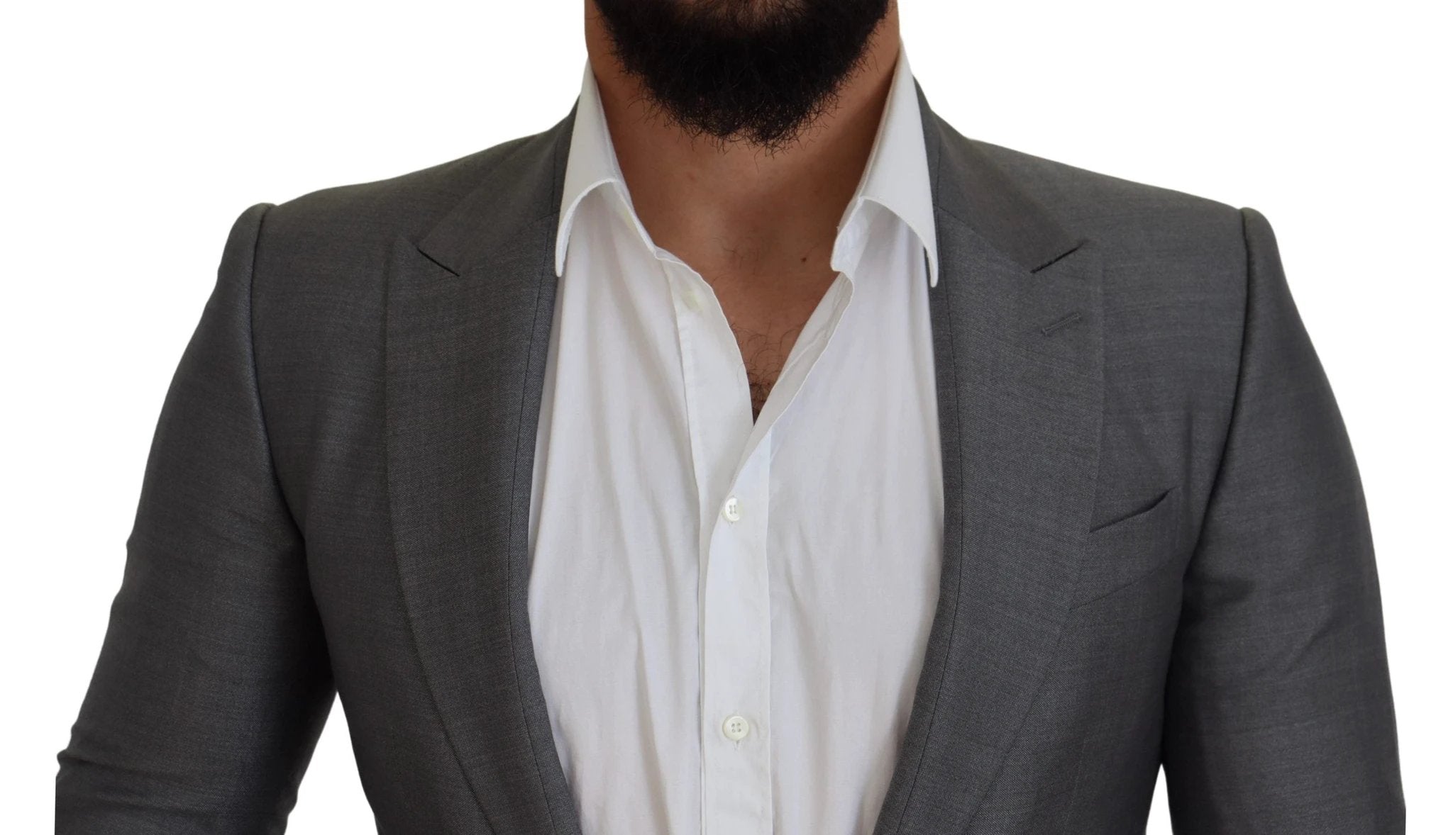 Dolce & Gabbana Gray Wool Silk Slim Fit Jacket Blazer by Dolce & Gabbana
