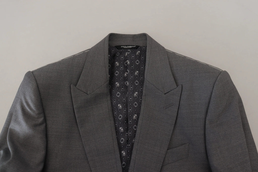 Dolce & Gabbana Gray Wool Silk Slim Fit Jacket Blazer by Dolce & Gabbana